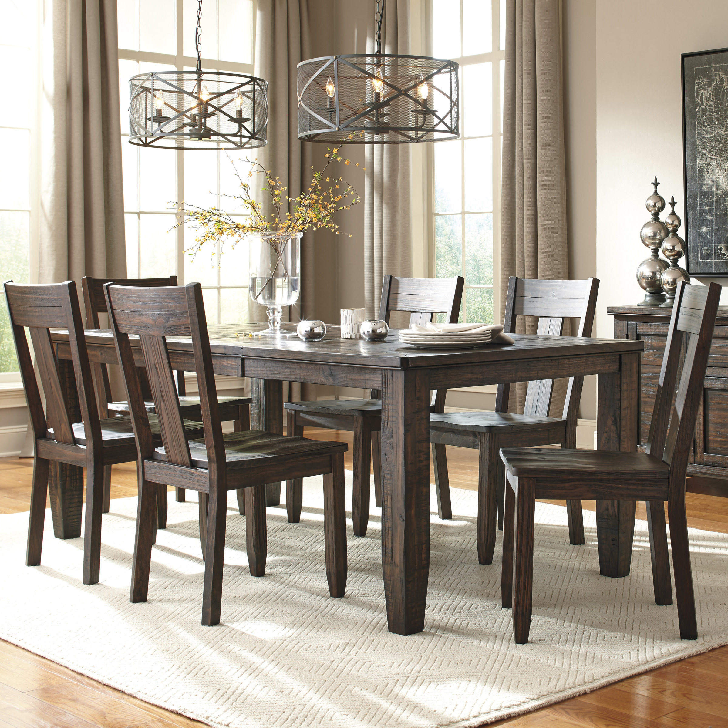 7 Piece Dining Table Set - Simpli Home Avalon Java Brown 7-Piece Dining Set with ... : Addition of upholstered bench incorporates a generous helping of casually cool flair.