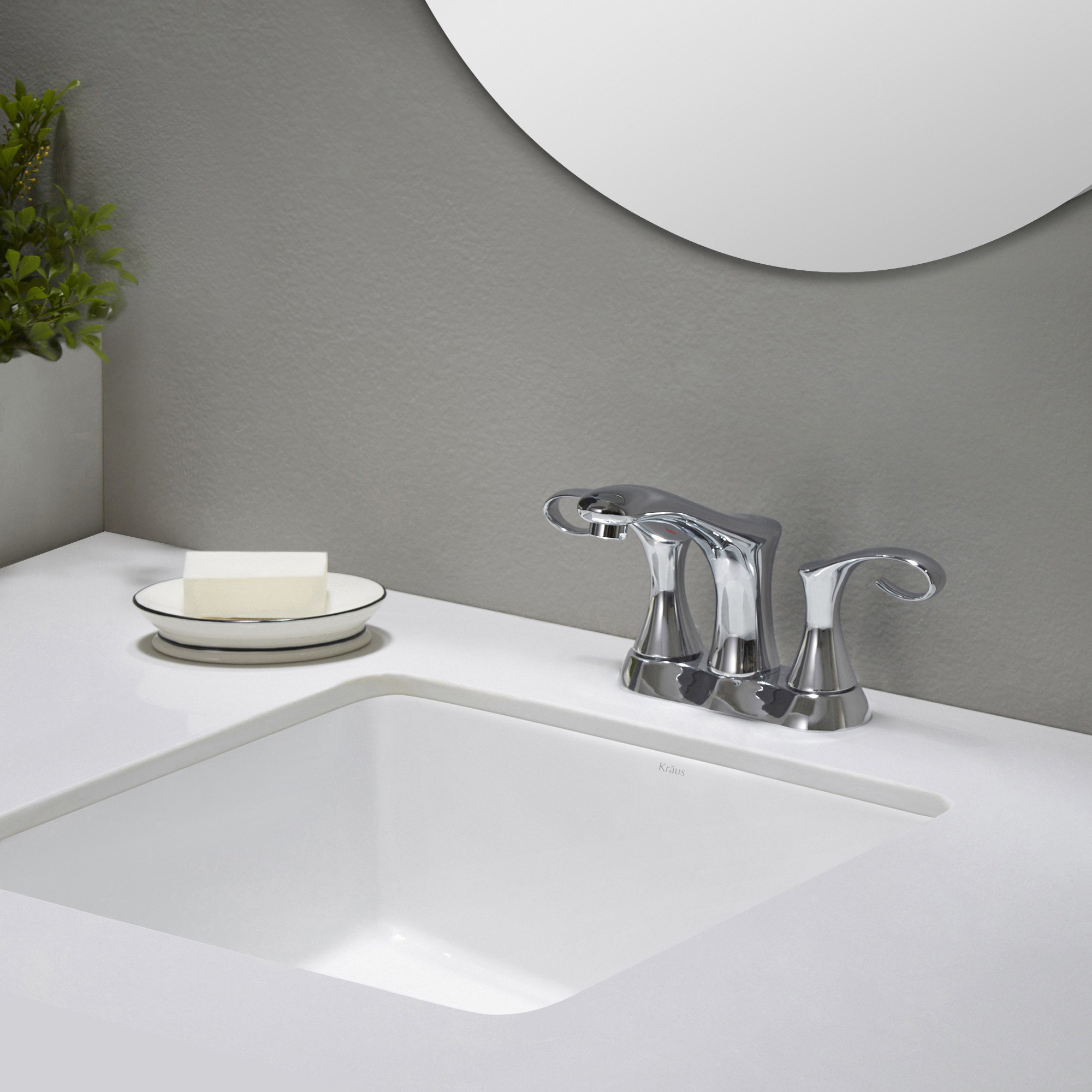 Kraus Elavo™ Ceramic Square Undermount Bathroom Sink with Overflow