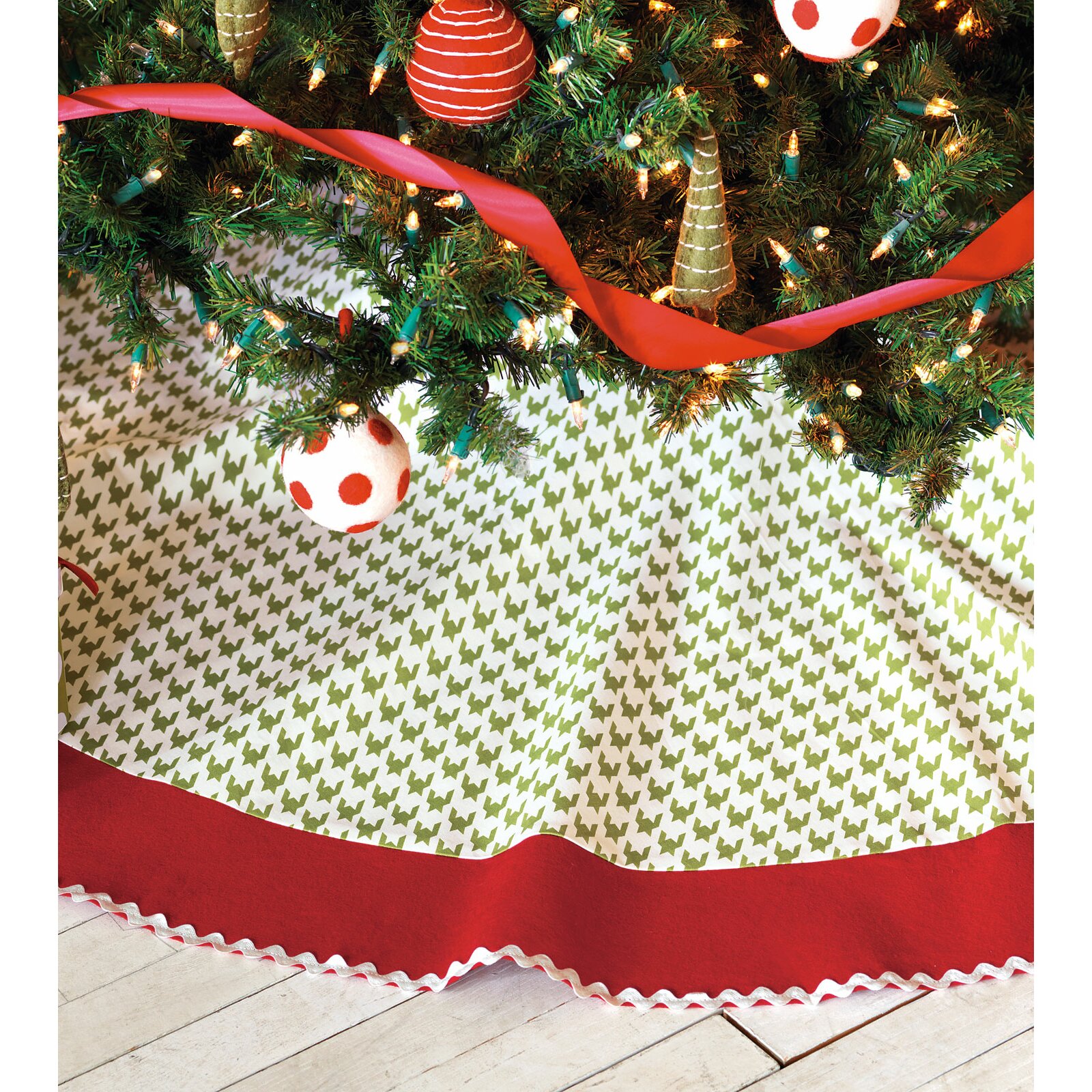 North Pole Bright Tree Skirt In Green And Red Wayfair