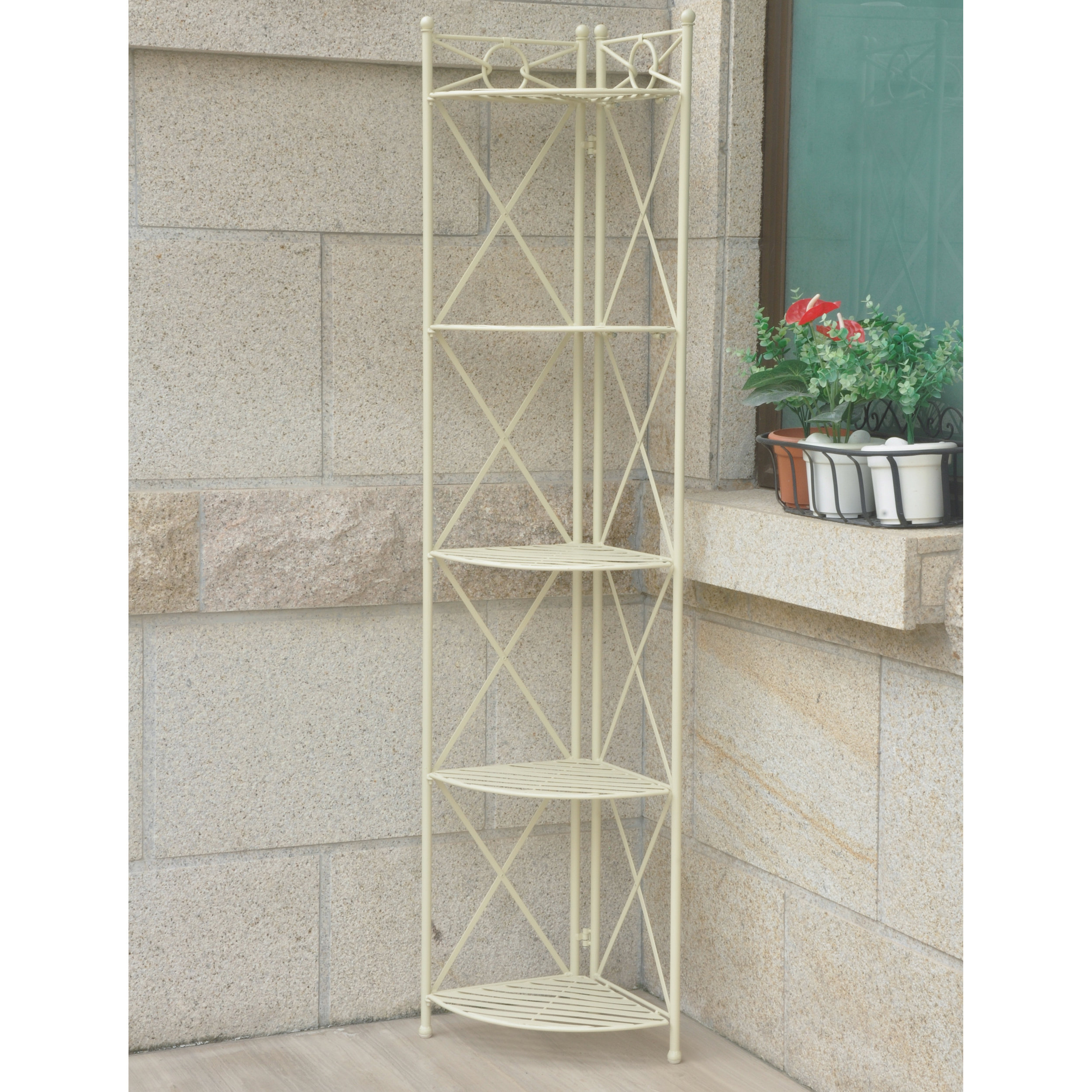 International Caravan 5Tier Folding Wrought Iron Folding Bakers Rack