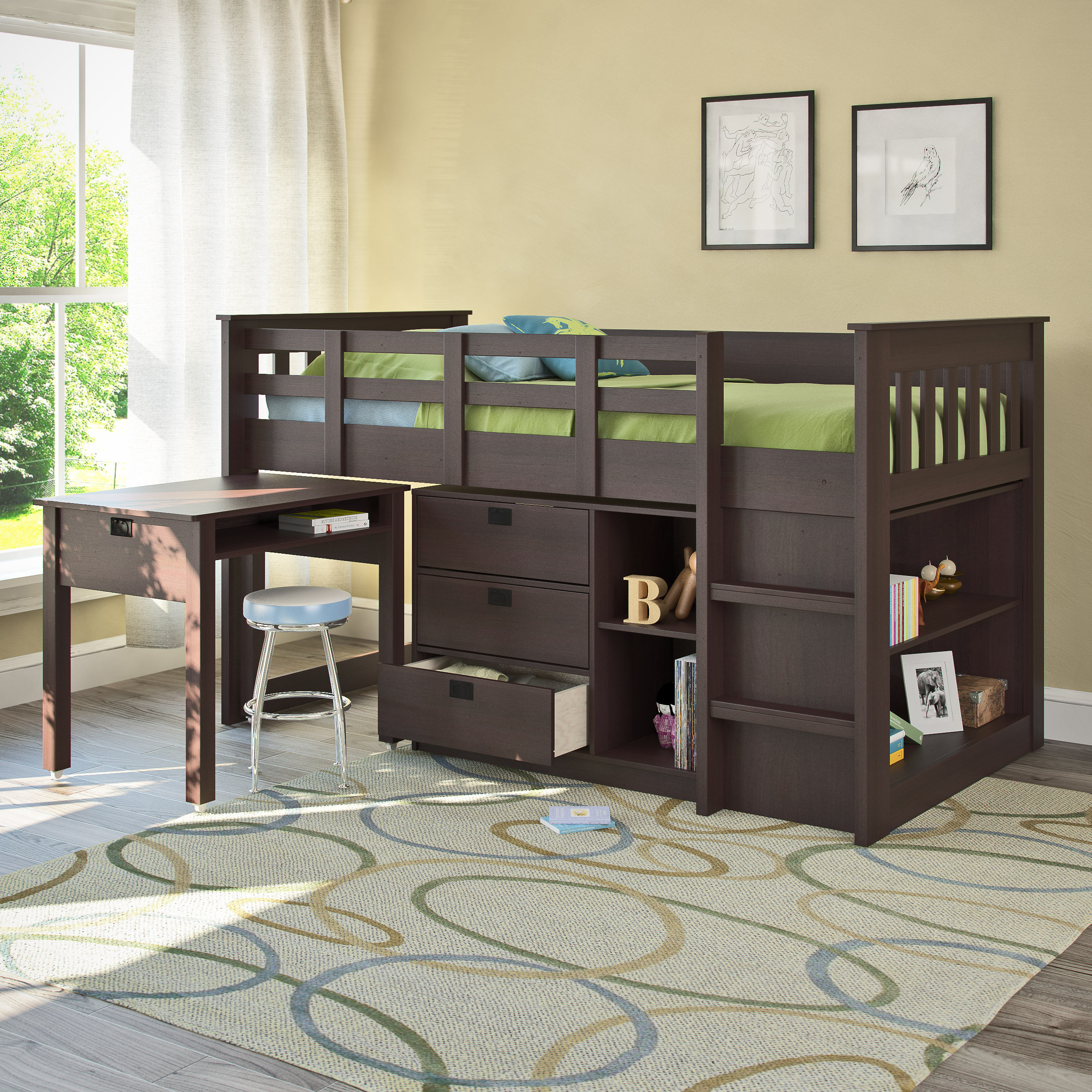 CorLiving Madison Twin Low Loft Bed with Storage & Reviews Wayfair