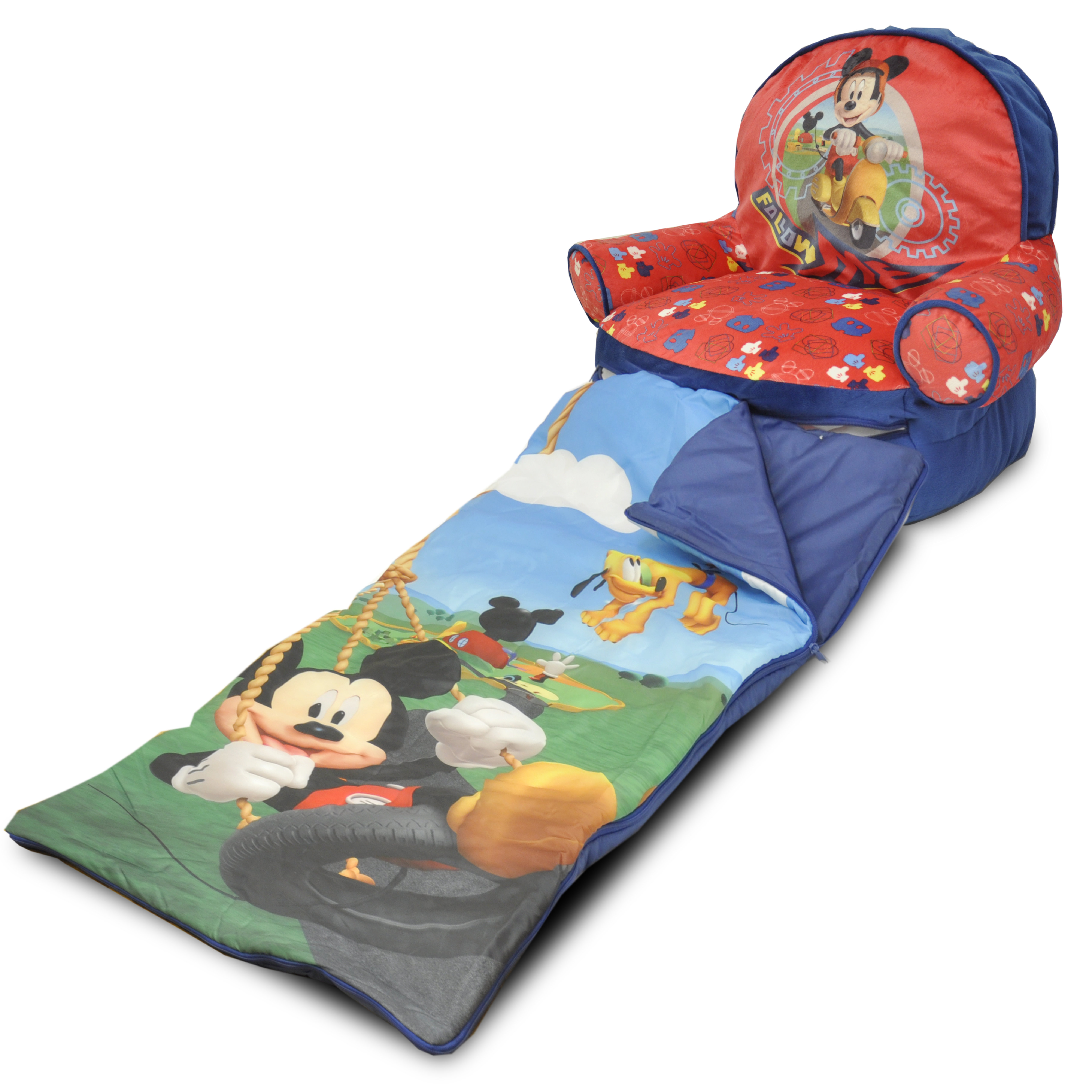 Idea Nuova Mickey Mouse Kids Bean Bag Arm Chair with Bonus Sleeping Bag