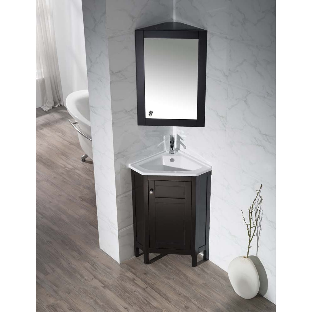 Home Loft Concepts 2425 Single Corner Bathroom Vanity Set With Mirror