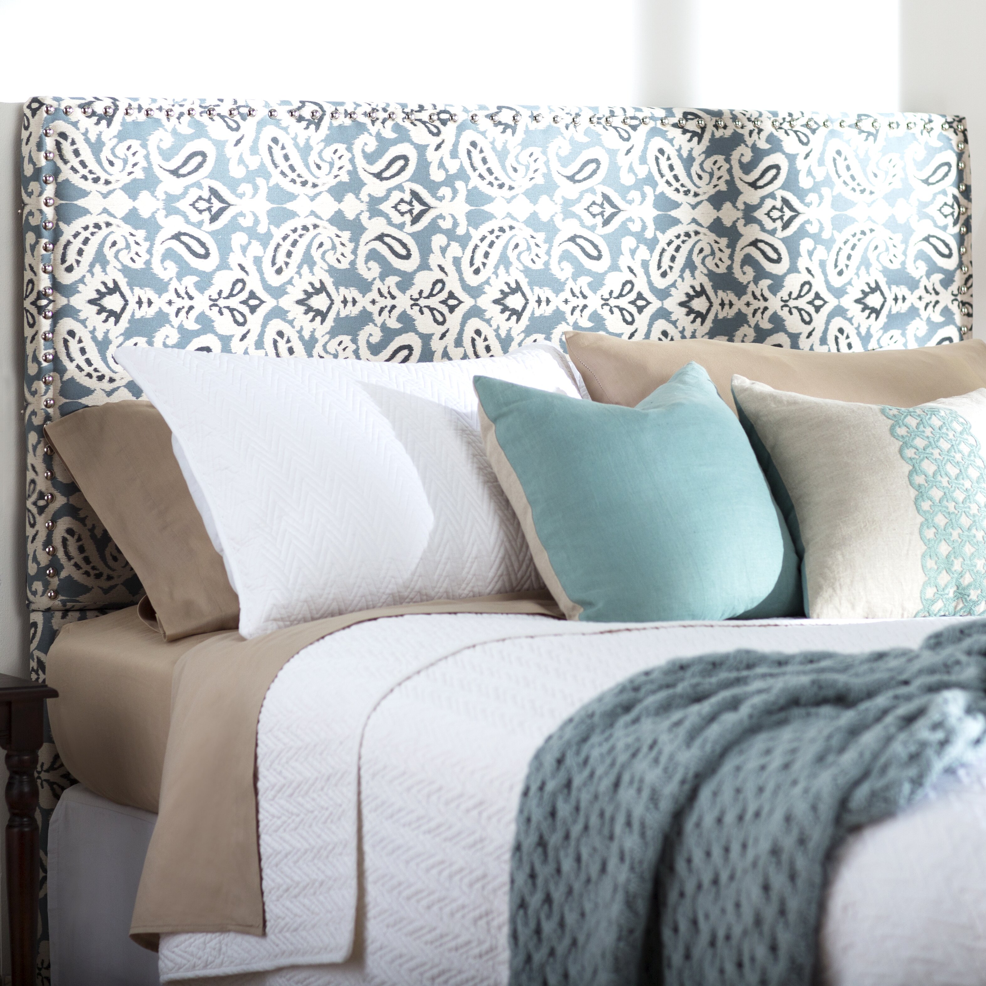 Andover Mills Upholstered Headboard in Ashlyn Blue & Reviews Wayfair