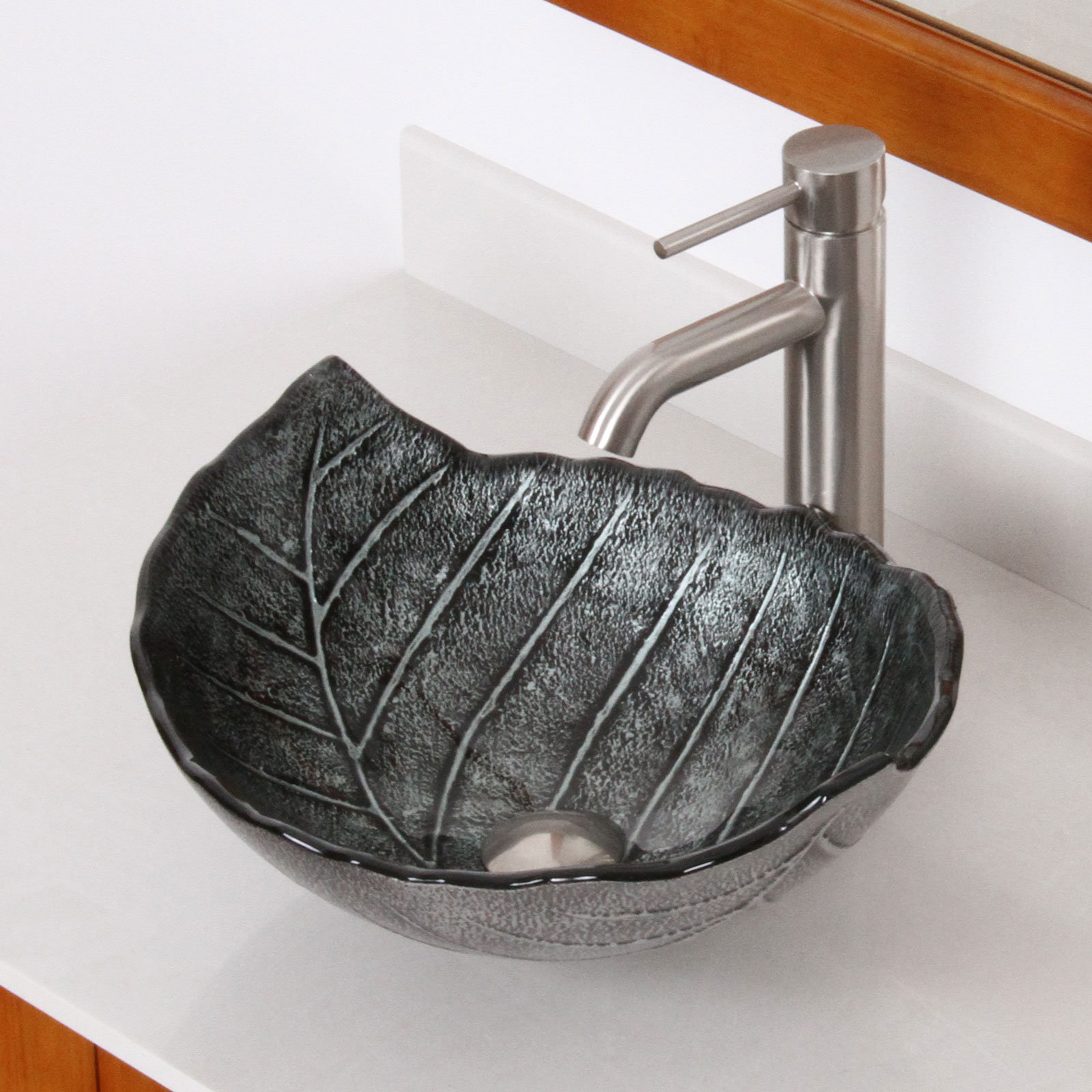 Elite Hot Melted and Hand Painted Winter Leaf Shaped Bowl Vessel