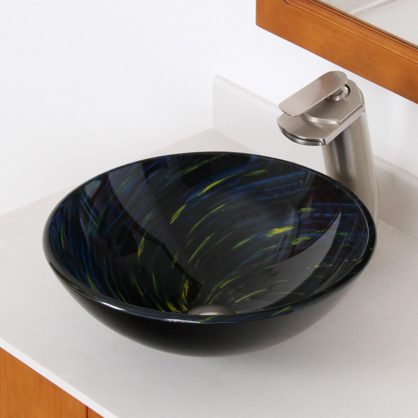 Whirlpool Meteor Shower Hand Painted Bowl Vessel Bathroom Sink | Wayfair