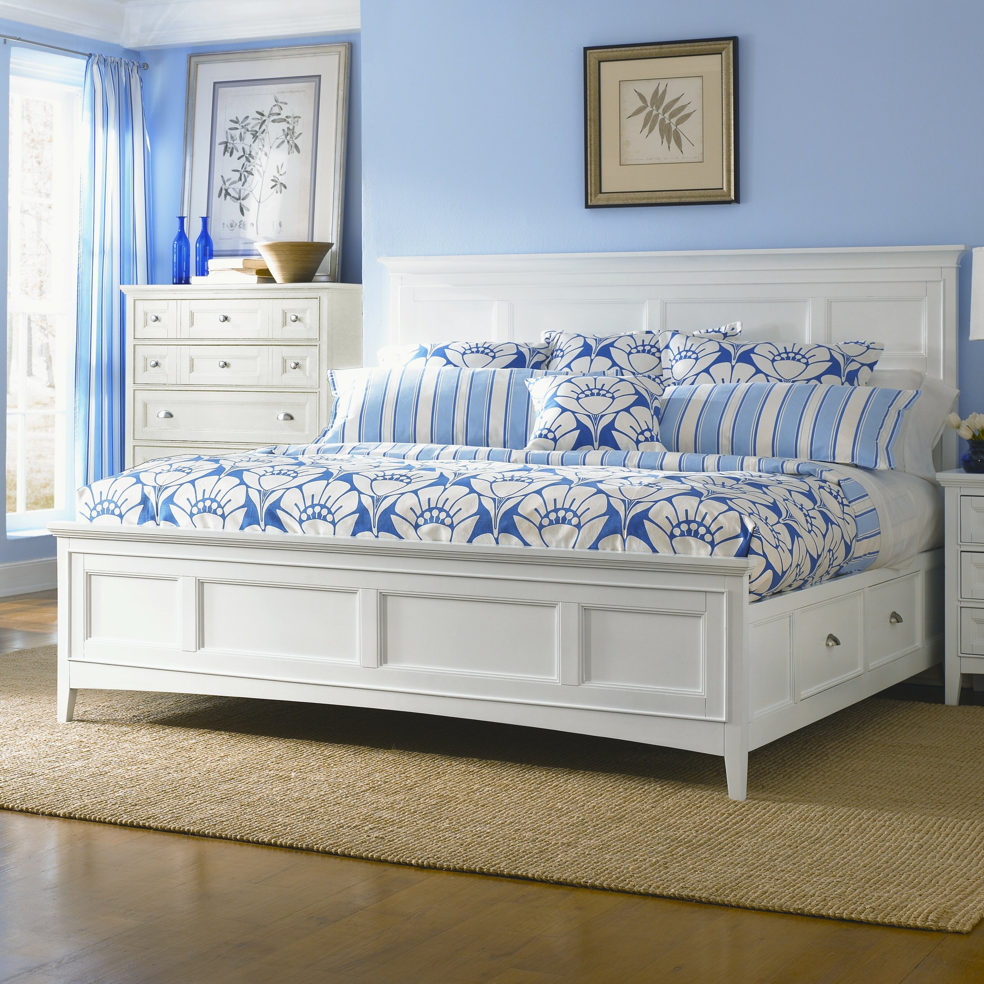 Kentwood California King Panel Bed with Storage in White Wayfair