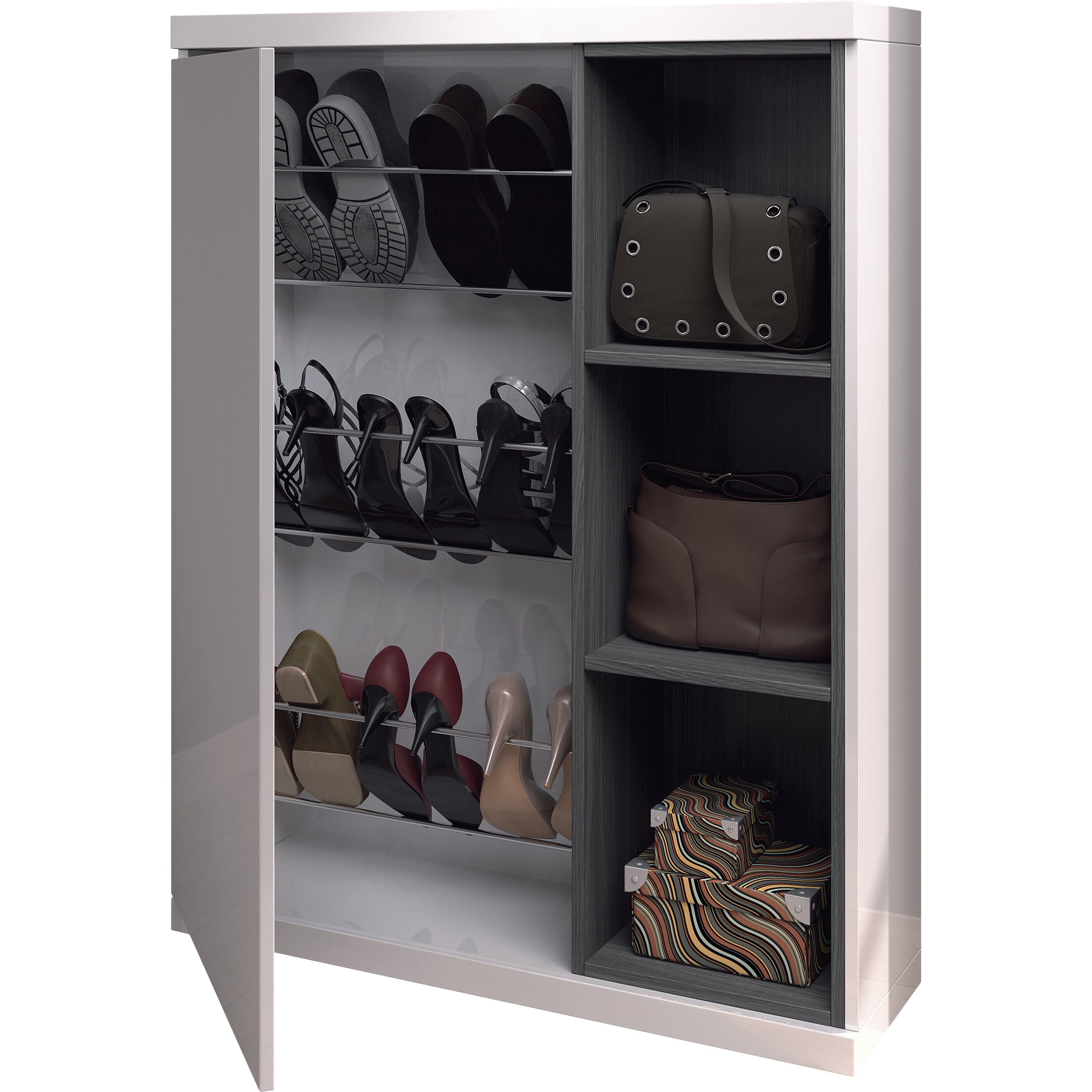 Hallway 3 Shelve Shoe Rack with Mirror | Wayfair UK