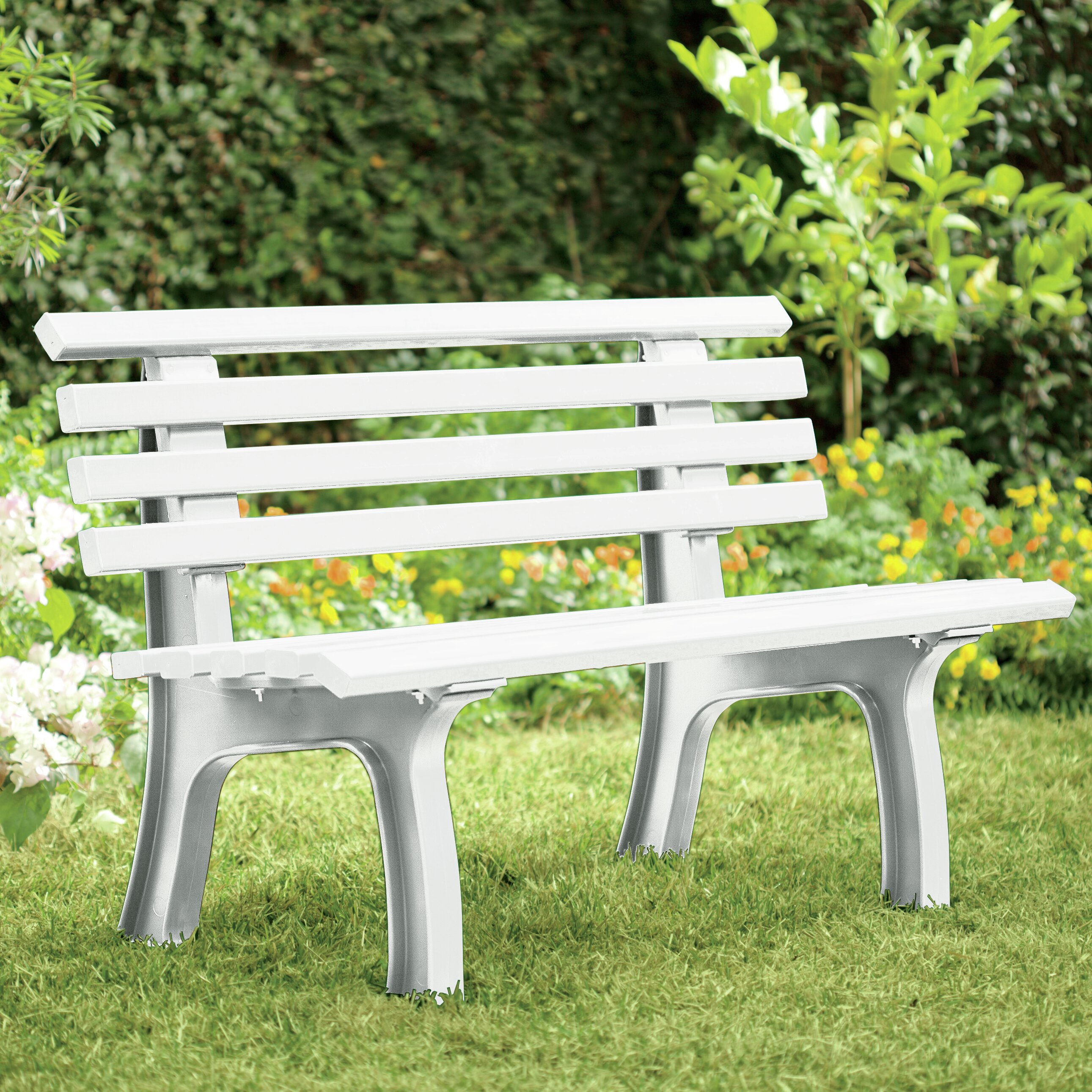 Plow Hearth Resin Park Bench Reviews Wayfair   German Made Weatherproof Resin Garden Bench 37330 