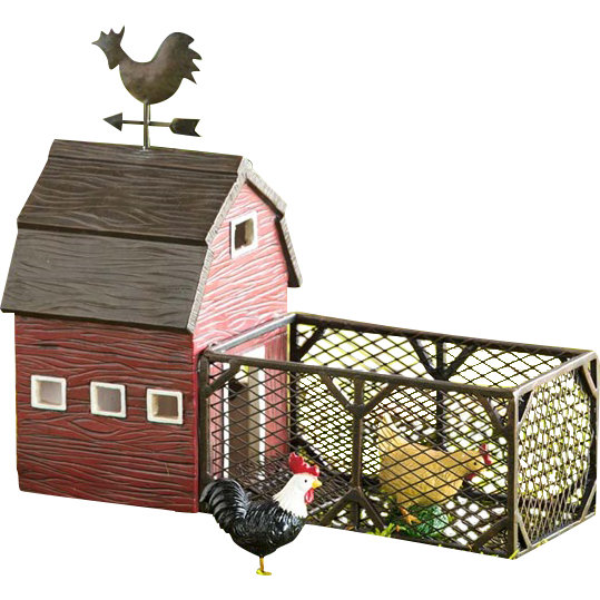Plow & Hearth Miniature Fairy Garden Chicken Coop with Three Chickens