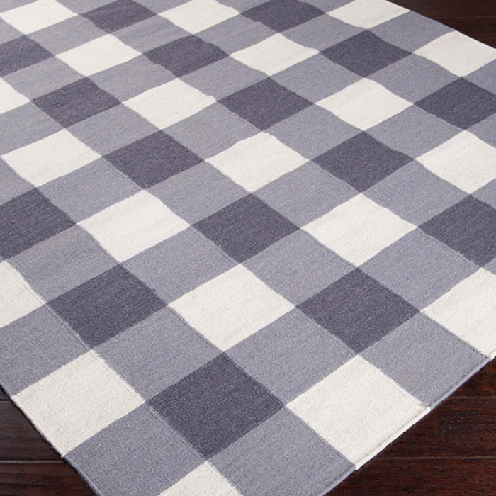 Happy Cottage Grey/Winter White Plaid Area Rug Wayfair