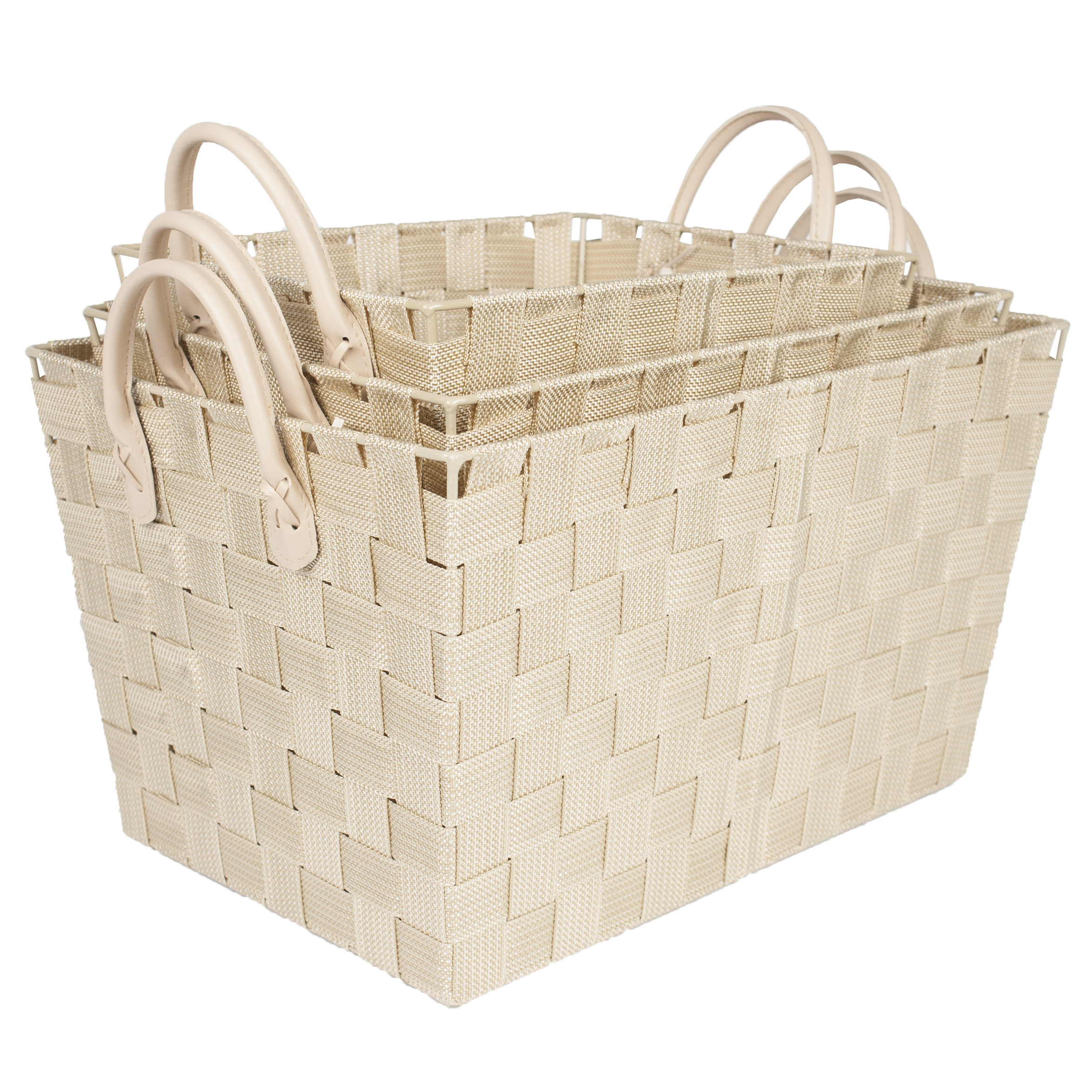 3 Piece Woven Storage Baskets with Handles Wayfair