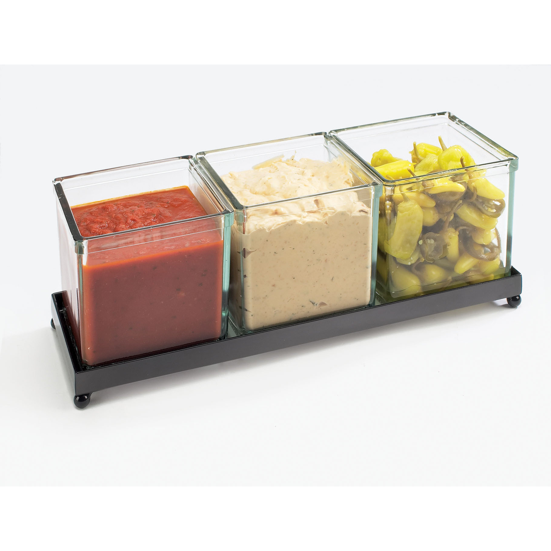 3 Jar Glass Condiment Display with Wire Wayfair