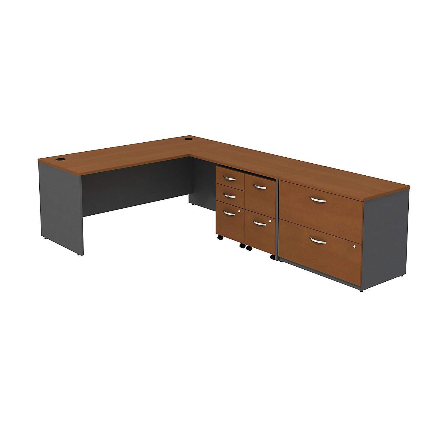 Series C L-Shape Office Desk with Mobile Pedestal and Lateral File ...