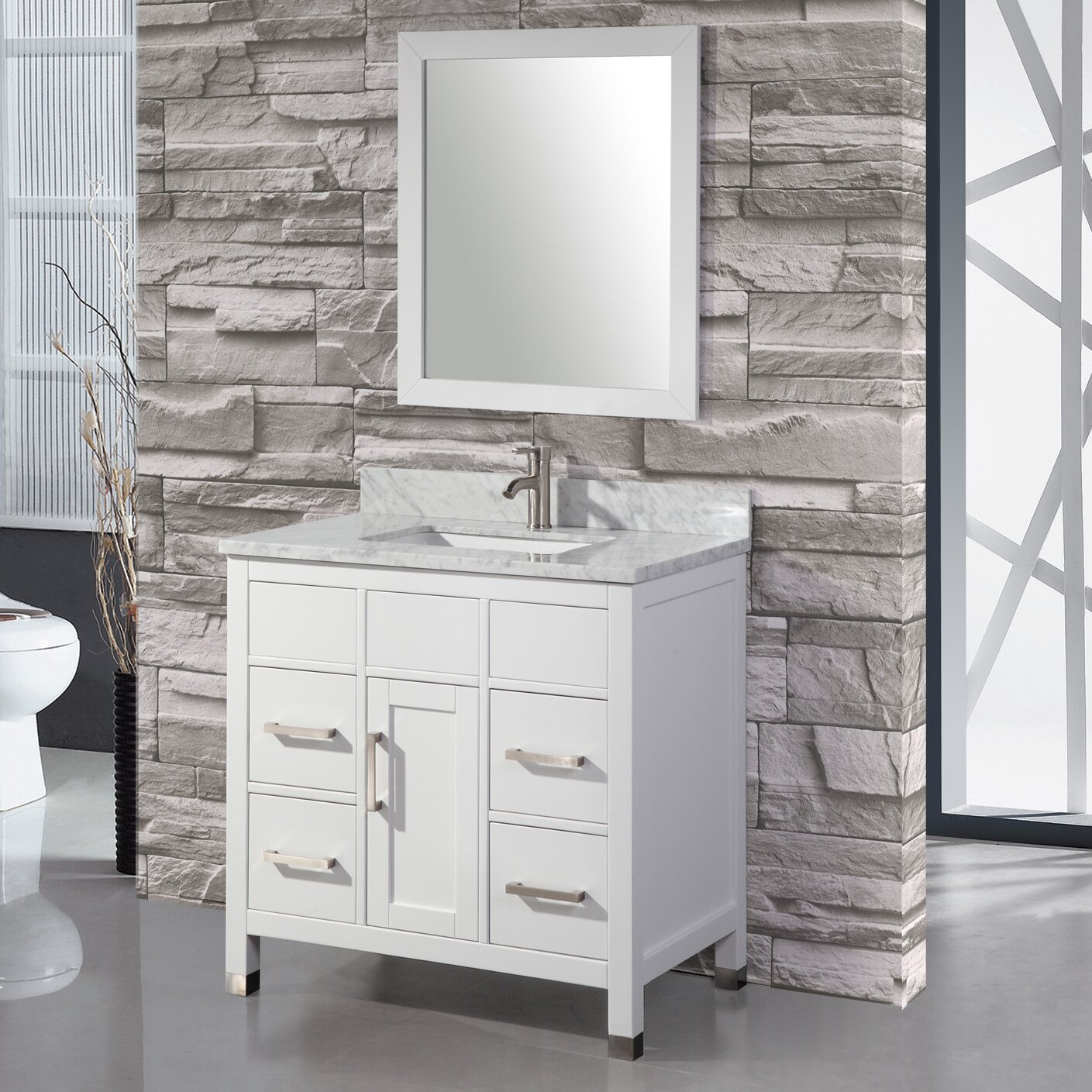 Mtdvanities Ricca 36 Single Sink Bathroom Vanity Set With Mirror And Reviews Wayfair 