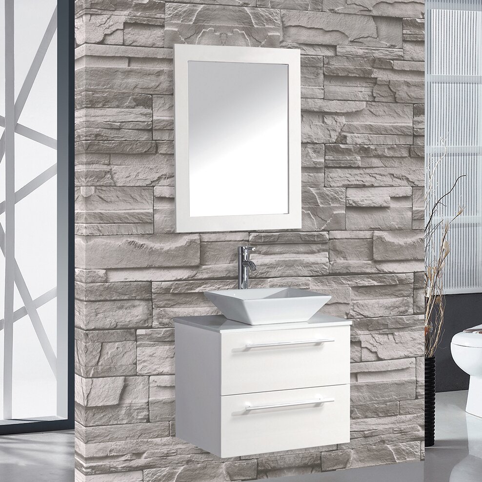 Mtdvanities Malta 24 Single Sink Wall Mounted Bathroom Vanity Set With Mirror And Reviews Wayfair 