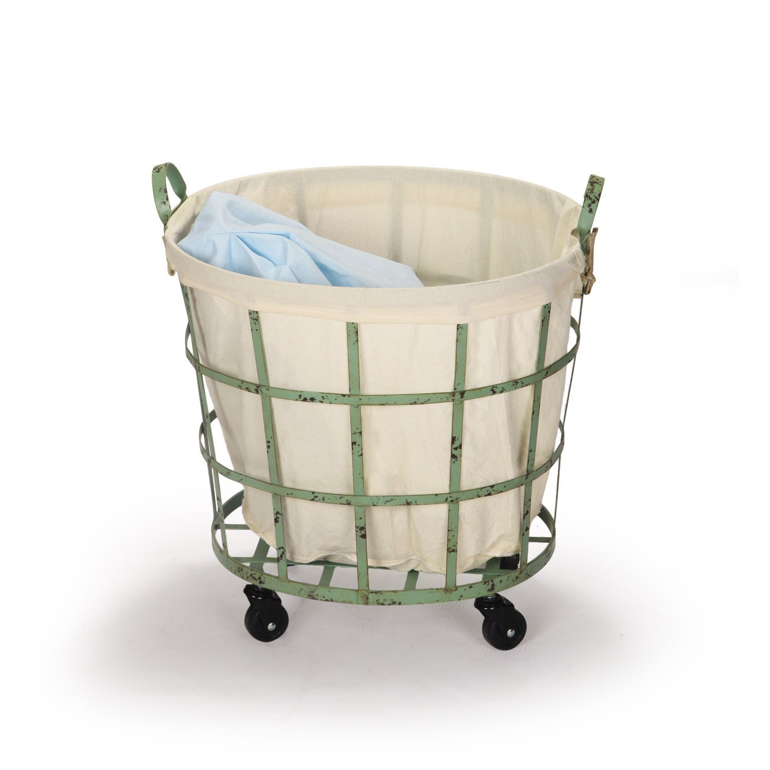 AdecoTrading 2 Piece Round Rolling Laundry and Storage Basket Set
