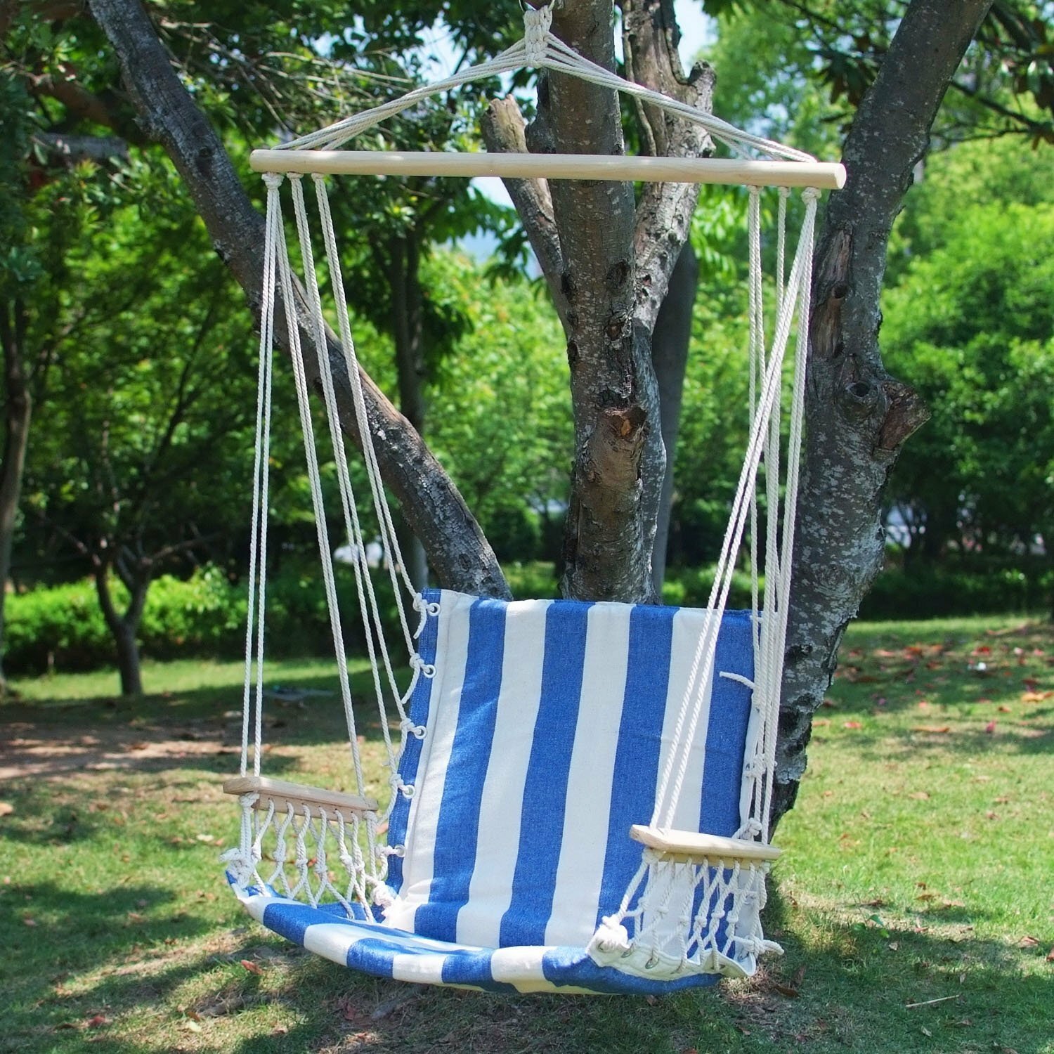 Adecotrading Naval Cotton Fabric Canvas Tree Hanging Suspended Outdoor Indoor Hammock Chair