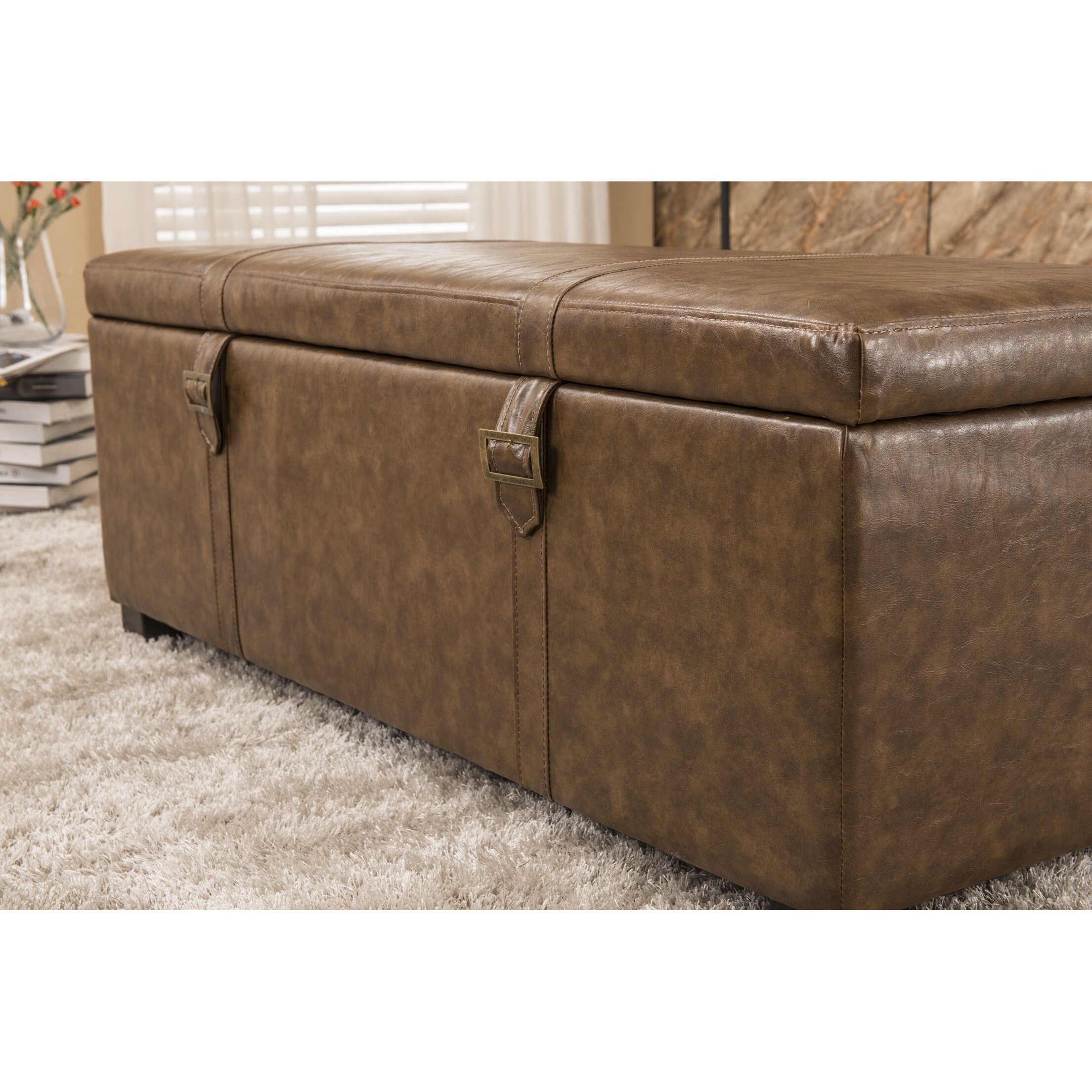 Bellasario Collection Luxury Comfort Classic Buckled Storage Ottoman ...