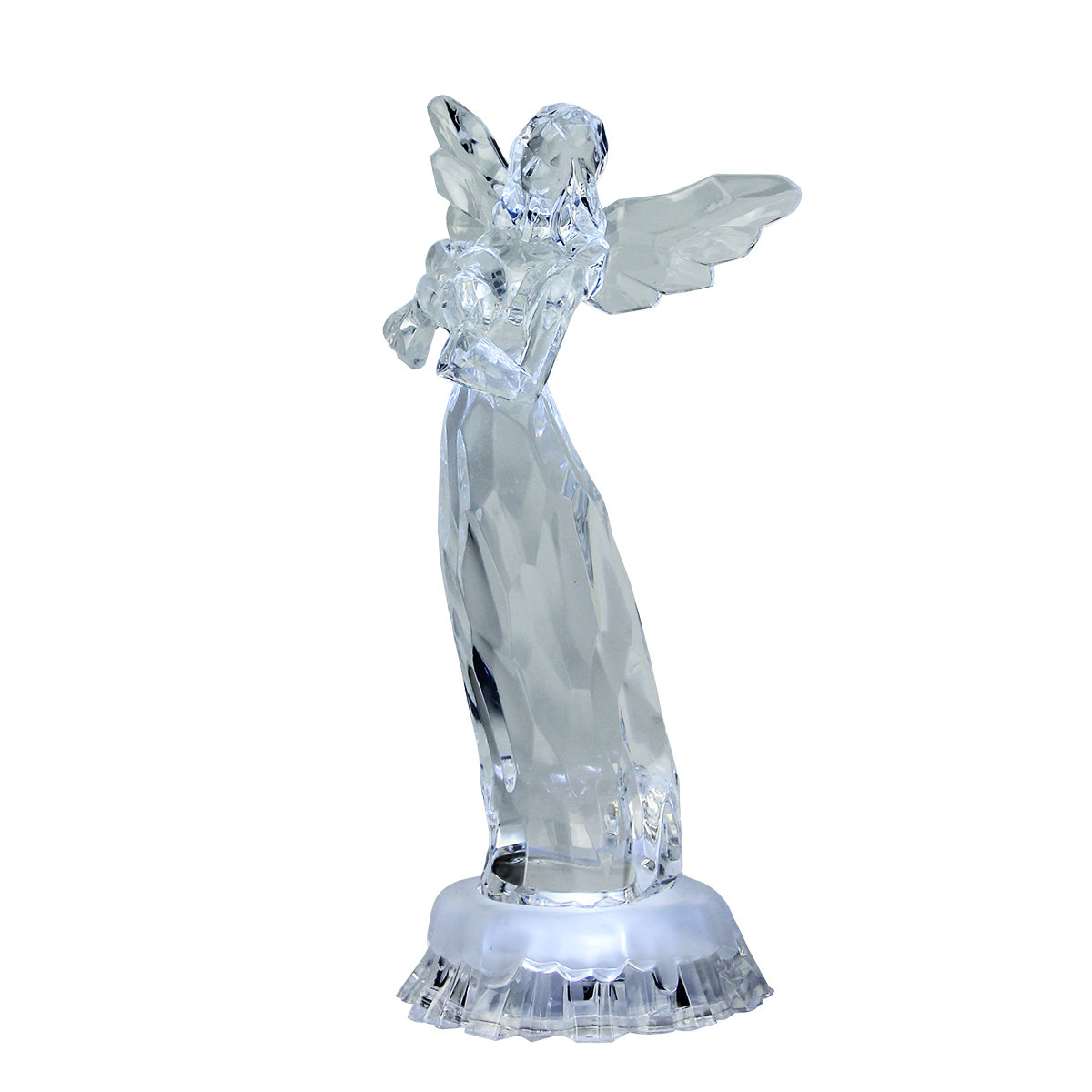 Icy Crystal LED Lighted Angel Holding a Heart Table Top Christmas