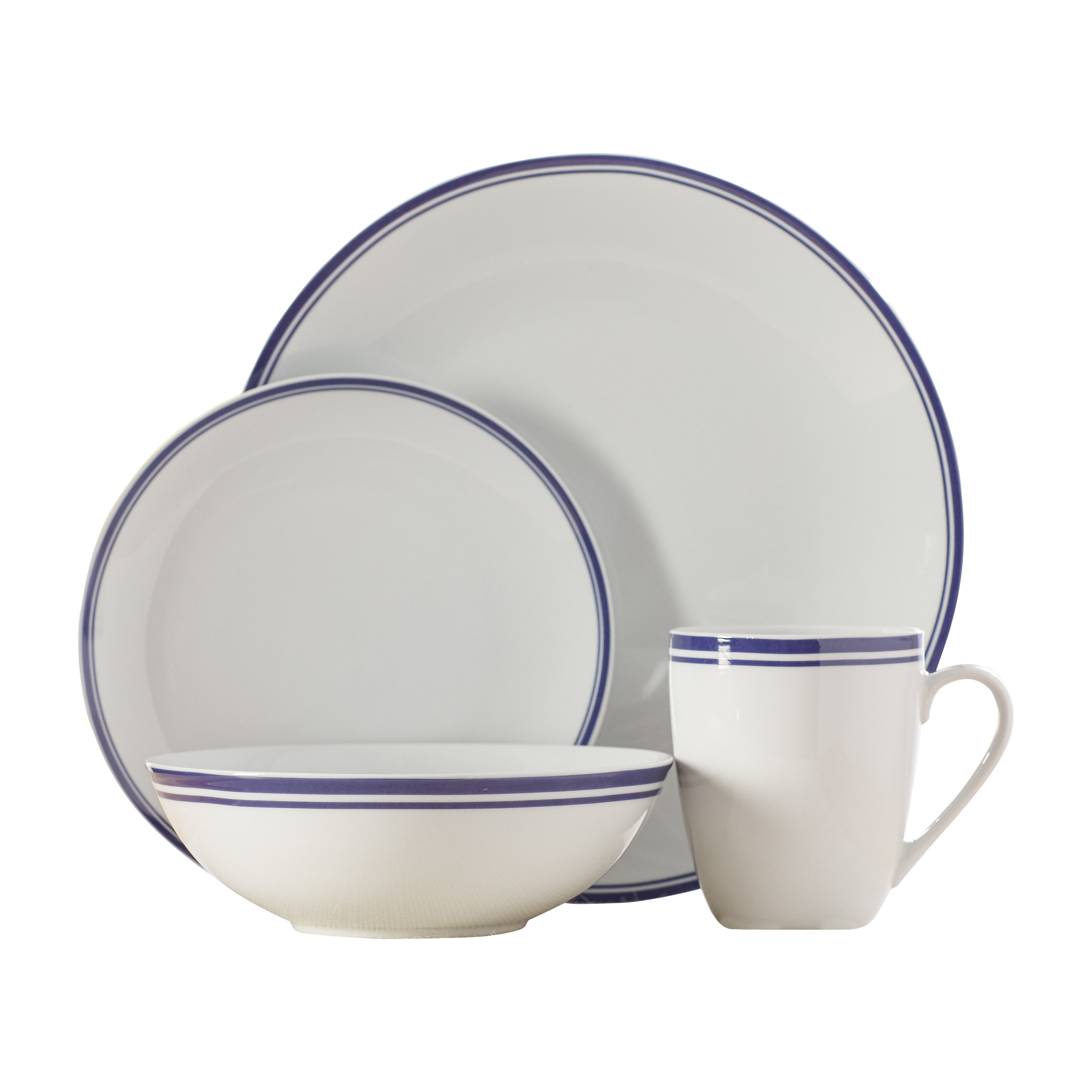 Wayfair Basics Wayfair Basics 16 Piece Striped Dinnerware Set & Reviews