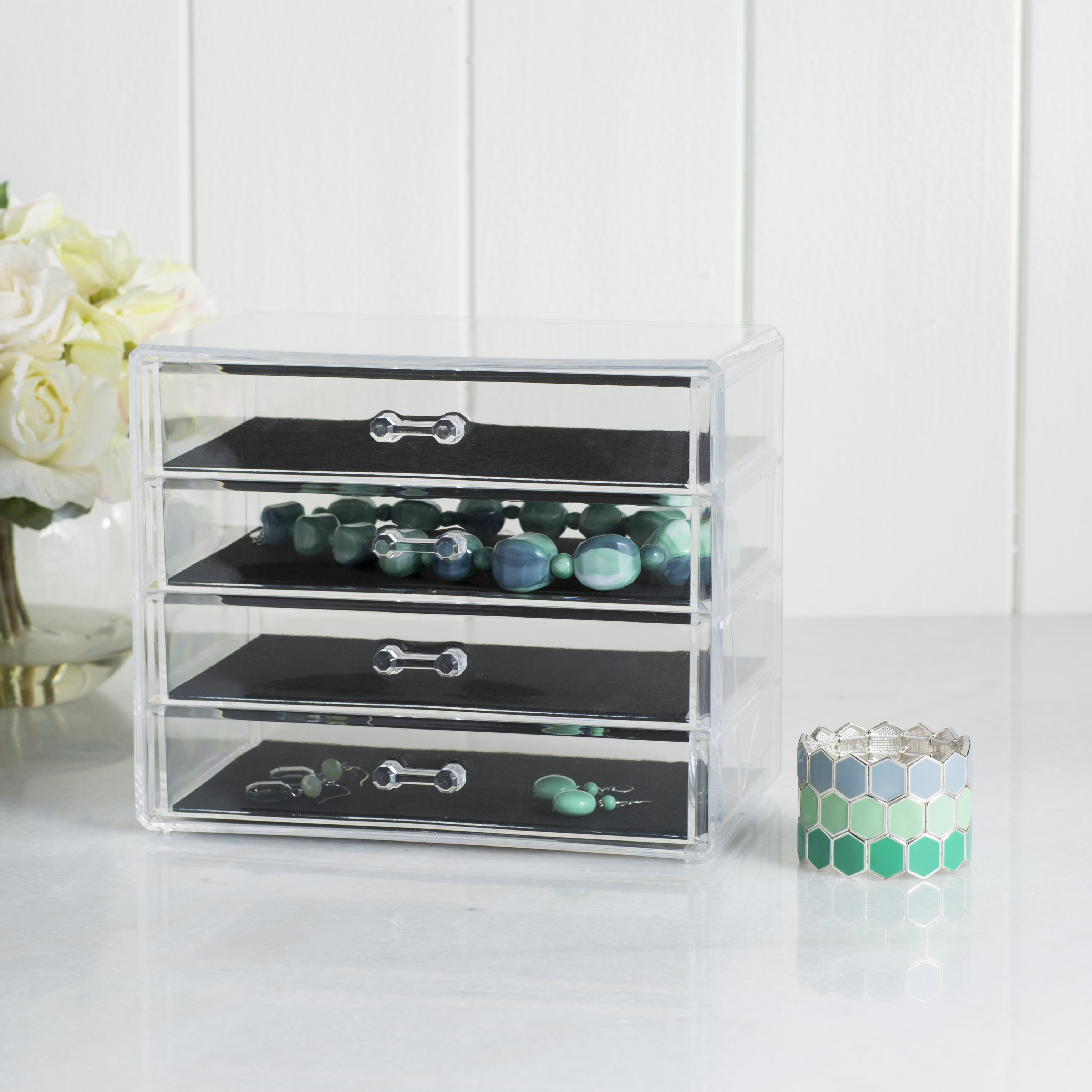 Wayfair Basics 4 Tier Cosmetic and Jewelry Drawer Chest Organizer Wayfair