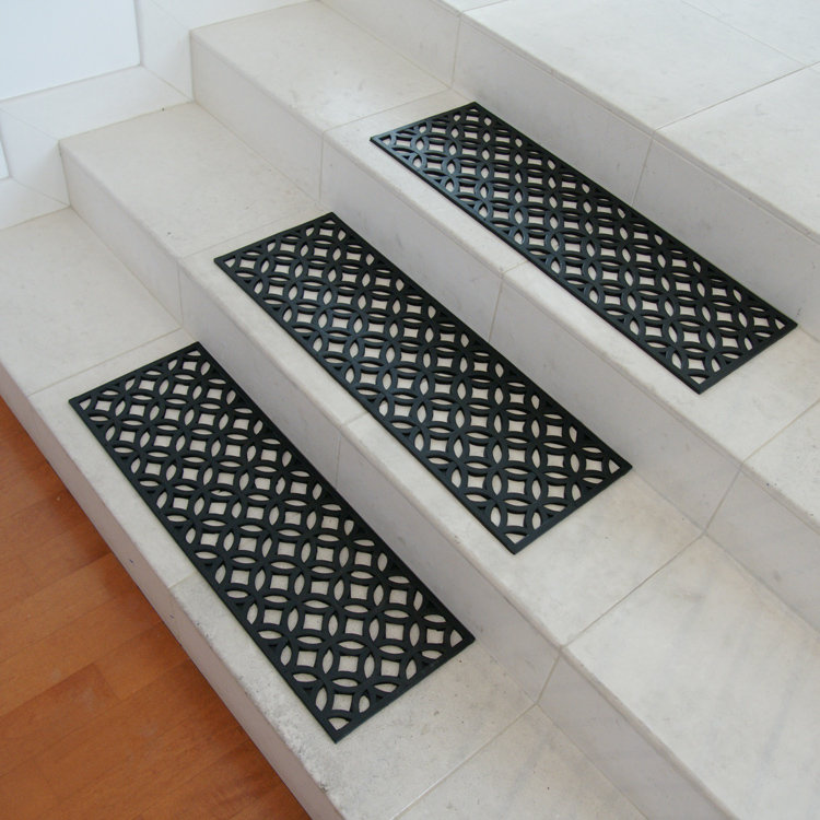 Rubber-Cal, Inc. Azteca Indoor Outdoor Stair Tread Rubber Step Mat Set ...