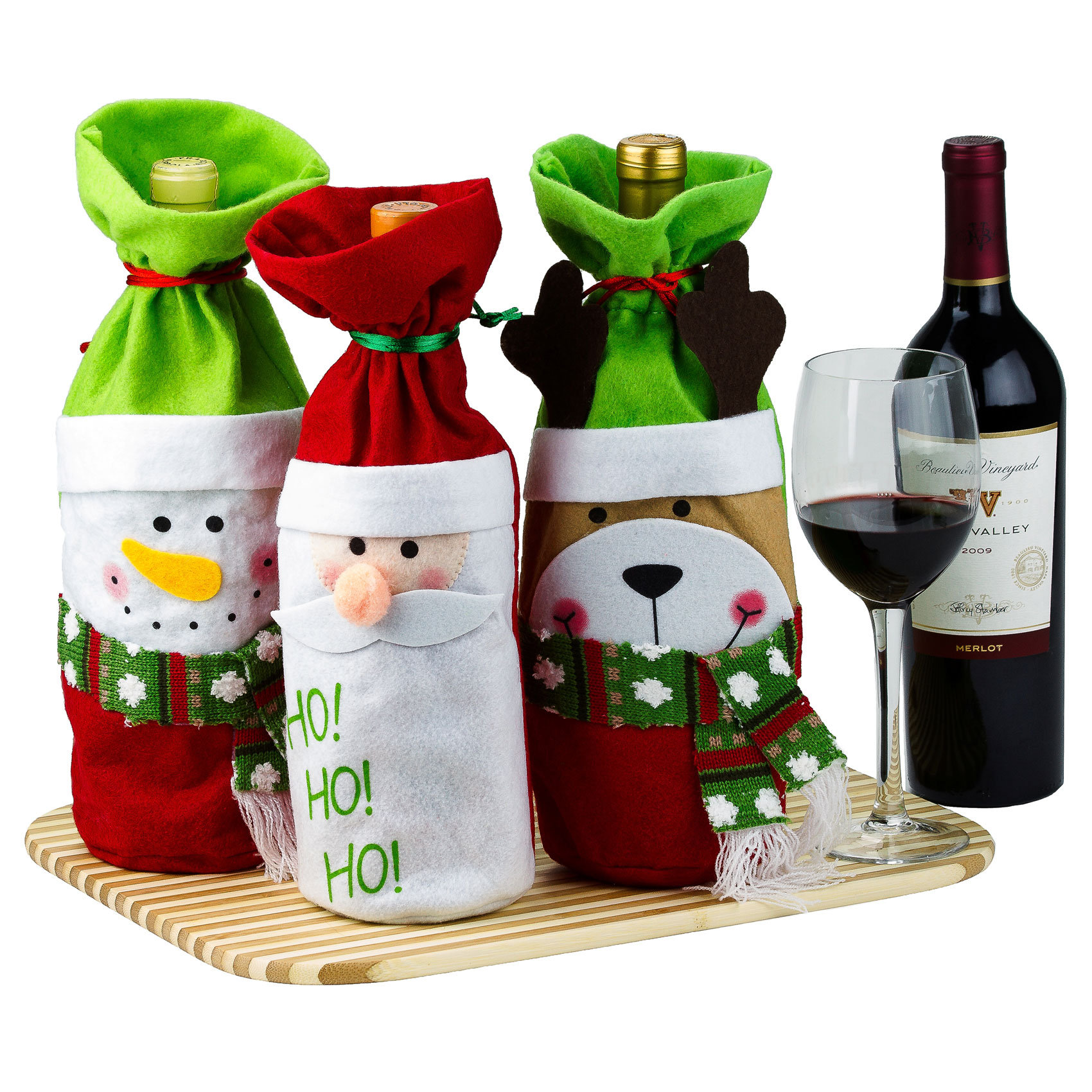 3 Piece Christmas Wine Gift Bag Set Wayfair