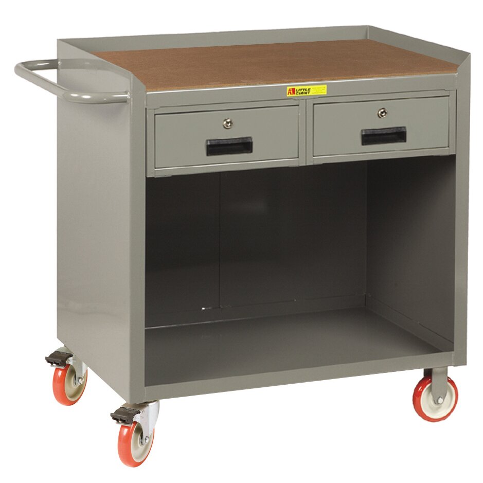 38 H x 41.5 W x 24 D Mobile Bench Cabinet with Storage Drawers by