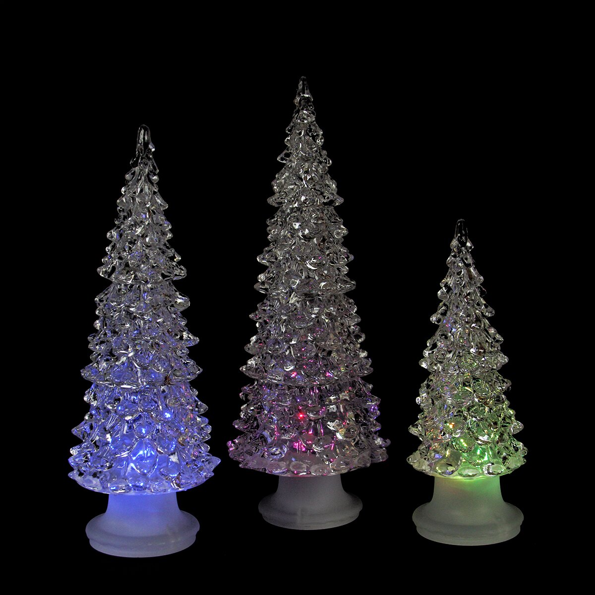 Icy Crystal 3 Piece LED Christmas Trees Battery Operated Table Top