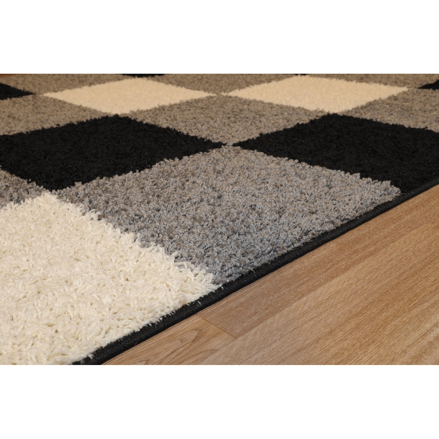 Rugnur Bella Maxy Home Checkerboard Squares Contemporary Black/Grey