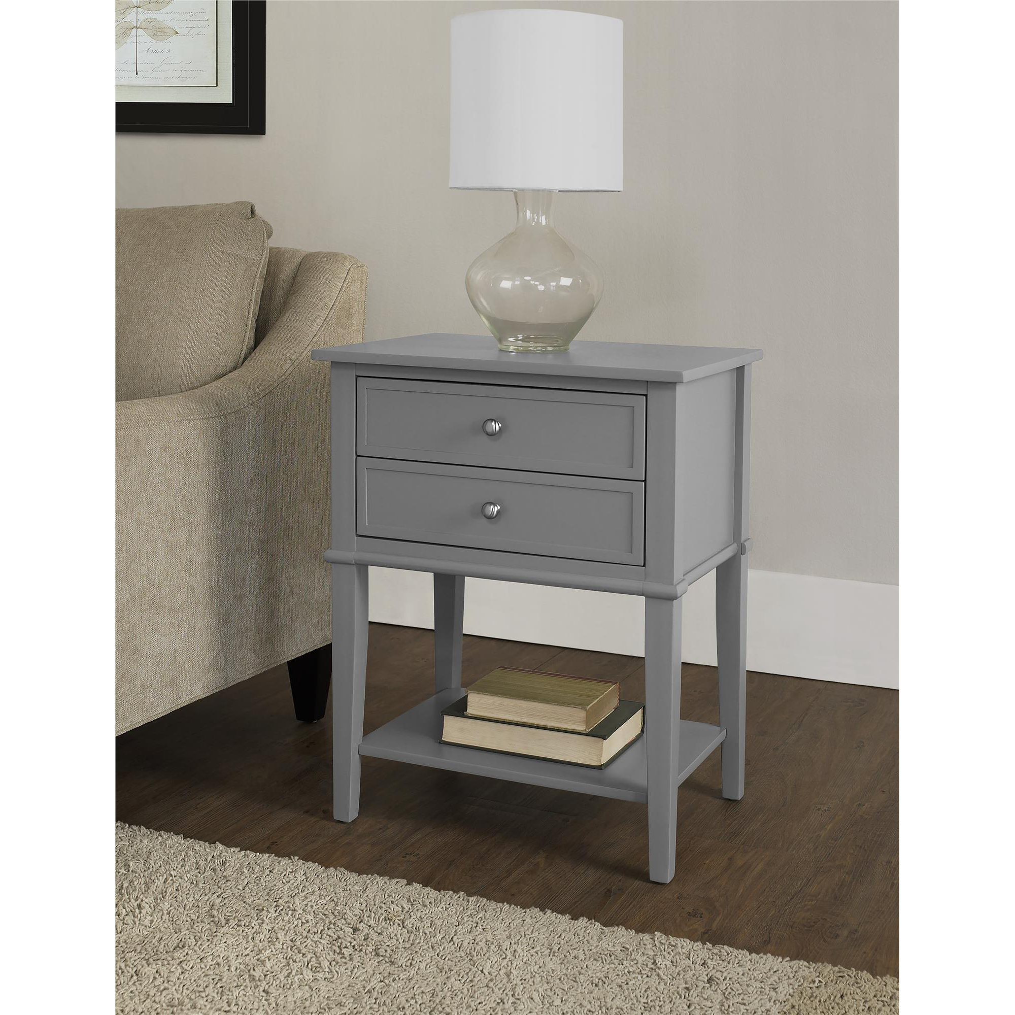 Alcott Hill Grey 2 Drawer End Table & Reviews Wayfair