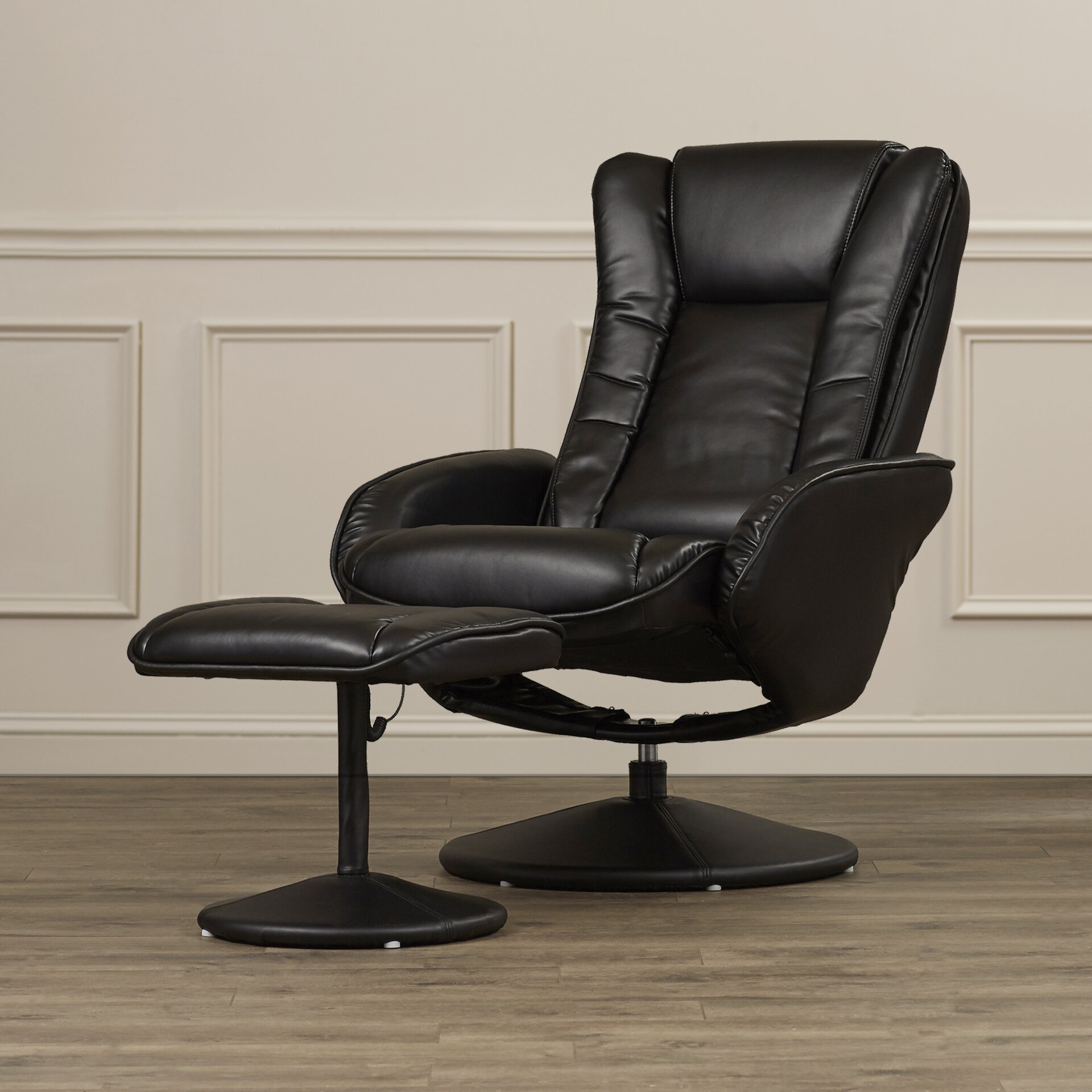 Alcott Hill Leather Heated Reclining Massage Chair ...