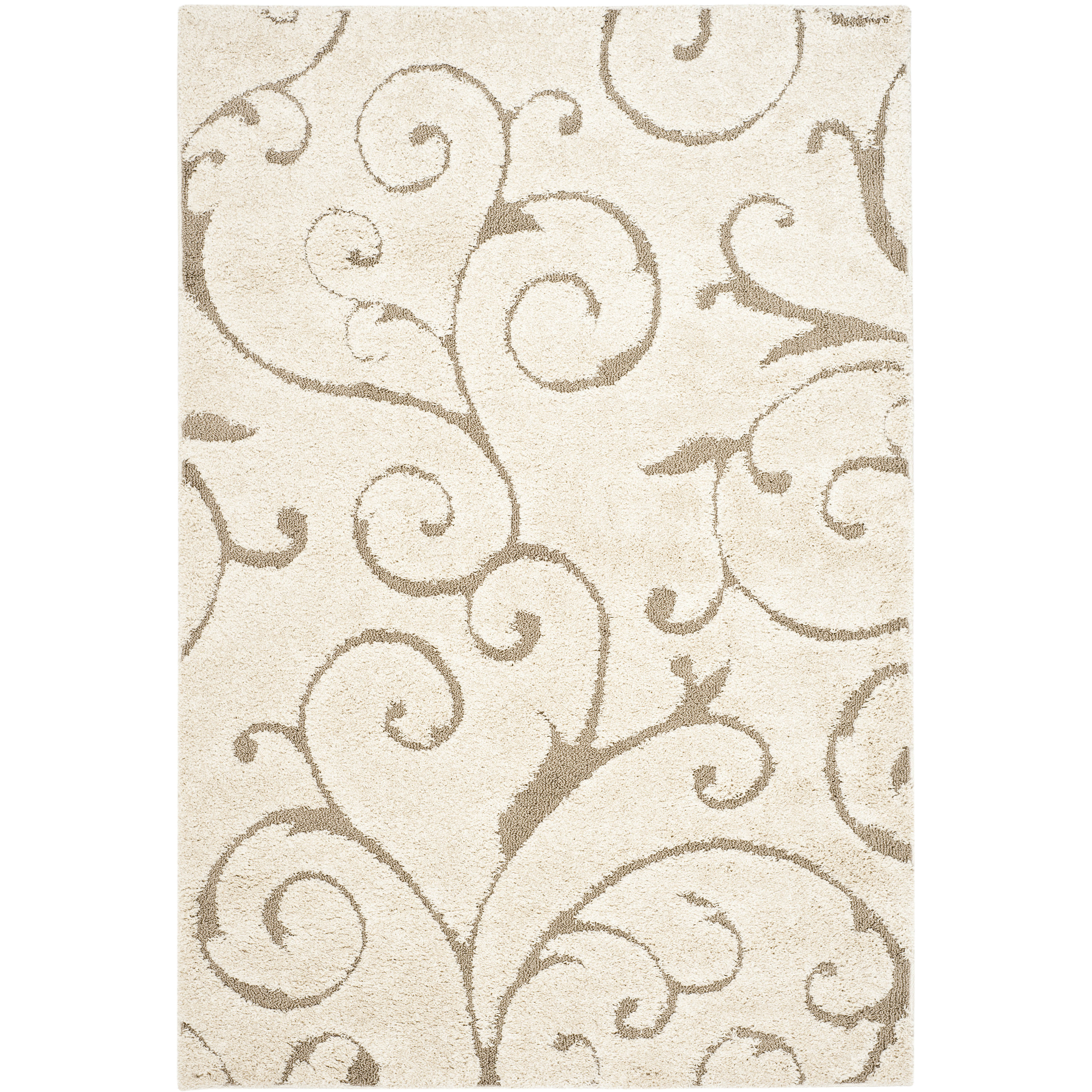 Cream/Beige Contemporary Non Slip Living Room Area Rug