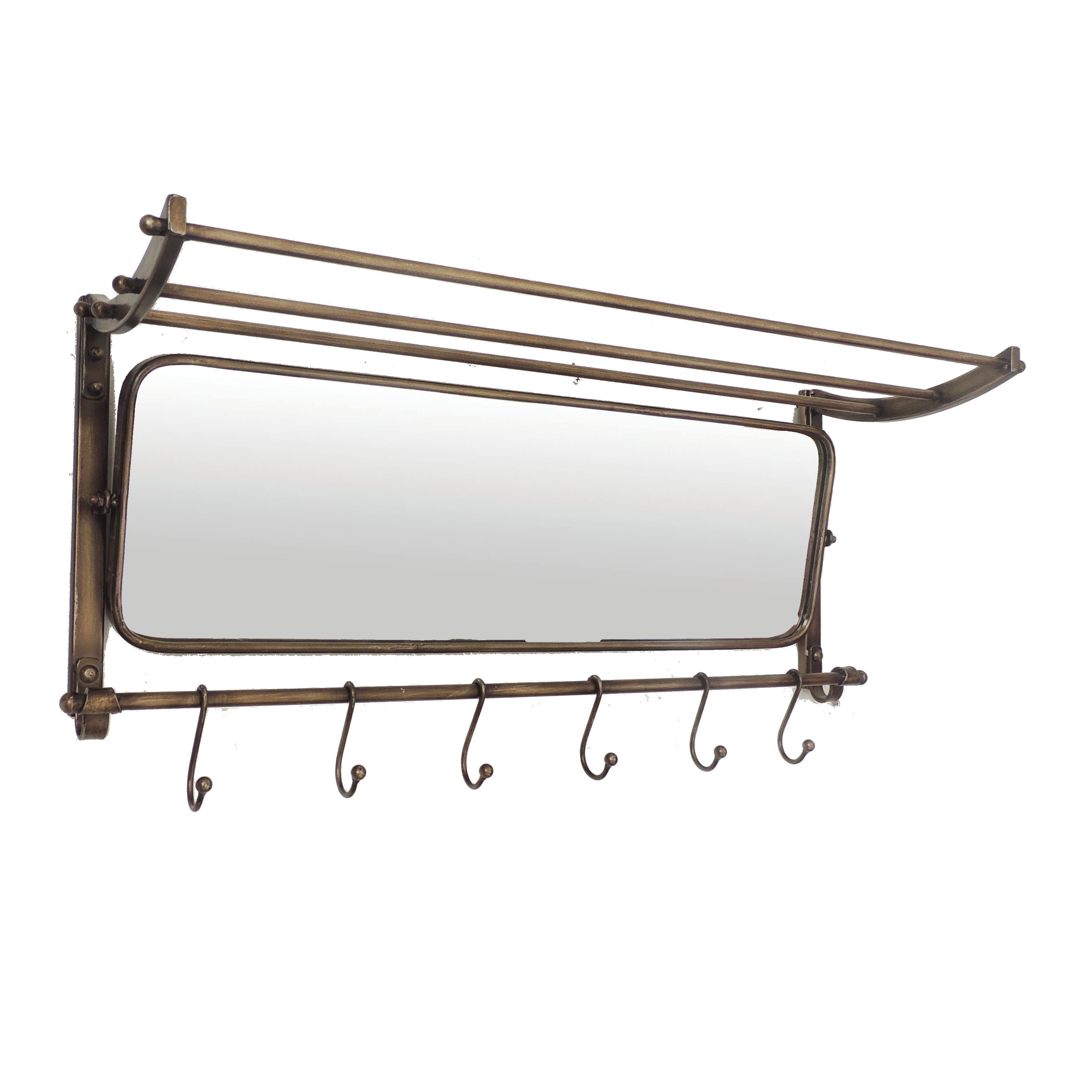 Charlton Home Mirror Shelf with 6 Wall Hook & Reviews Wayfair