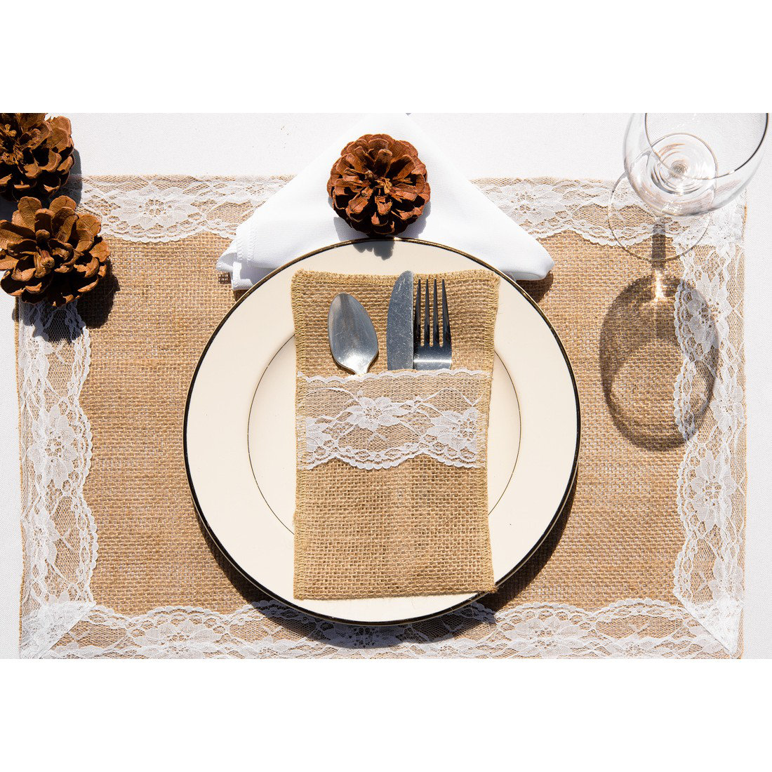Linen Tablecloth Lace Burlap Placemat & Reviews Wayfair