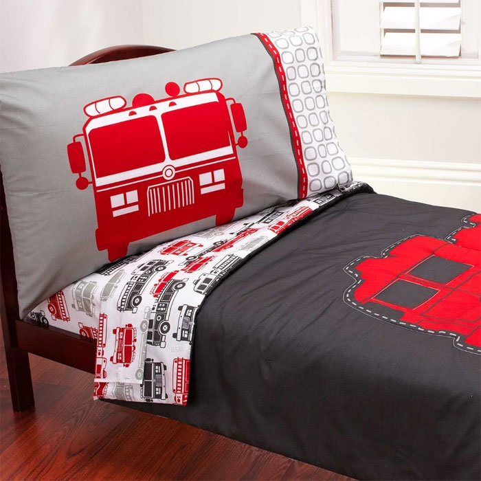 Firetruck 4 Piece Toddler Bedding Set Wayfair