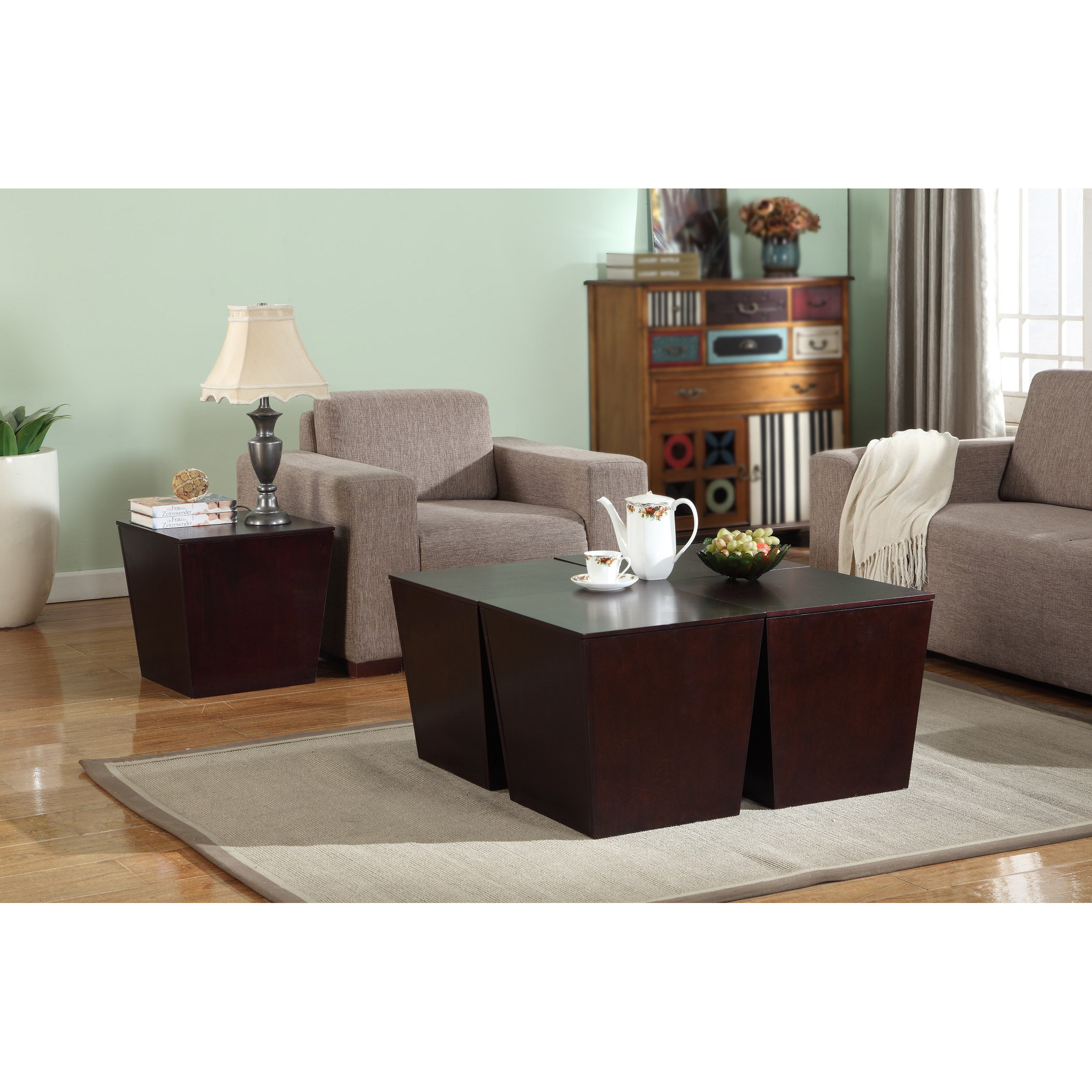 Roundhill Furniture Alpes Multifunction Storage Cube End Table