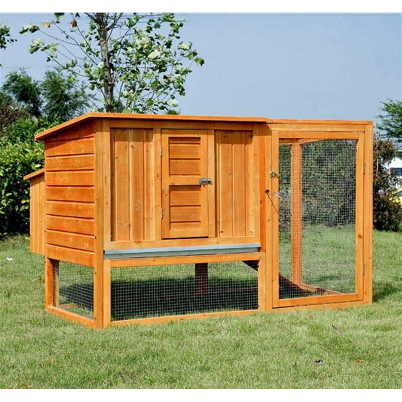 Pawhut Chicken Coop/Hen House with Nesting Box and Outdoor Run ...