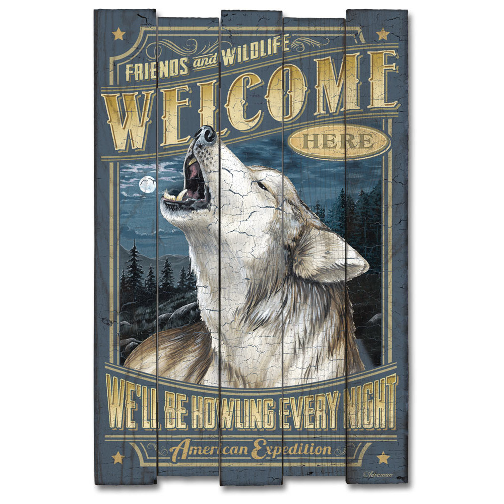 Gray Wolf Cabin Sign Wall Décor Wayfair