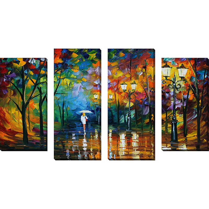 'Late Stroll' by Leonid Afremov 4 Piece Painting Print on Wrapped ...