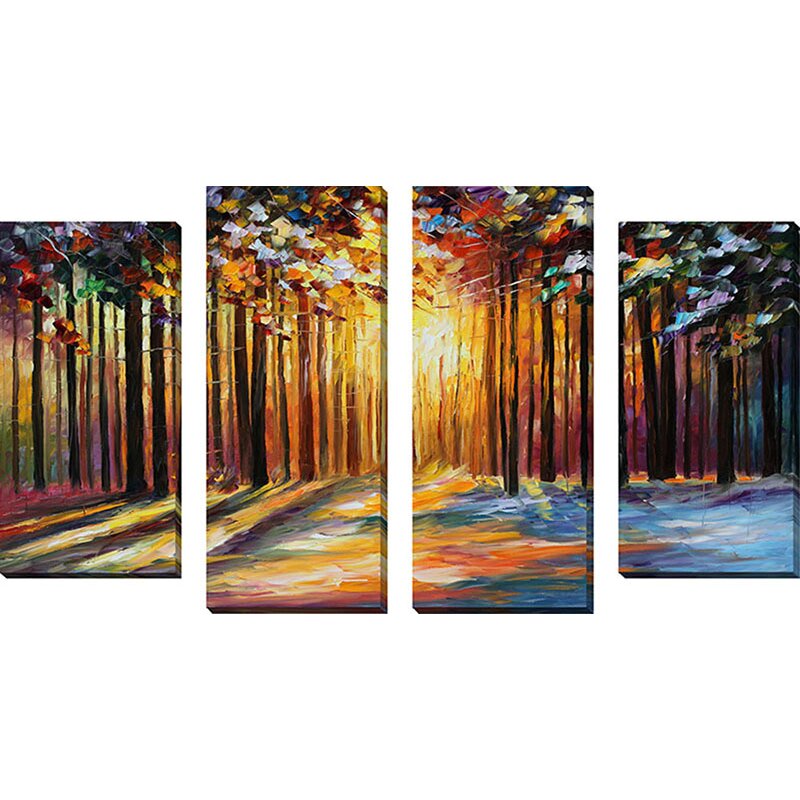 'Sun Of January' by Leonid Afremov 4 Piece Painting Print on Wrapped ...