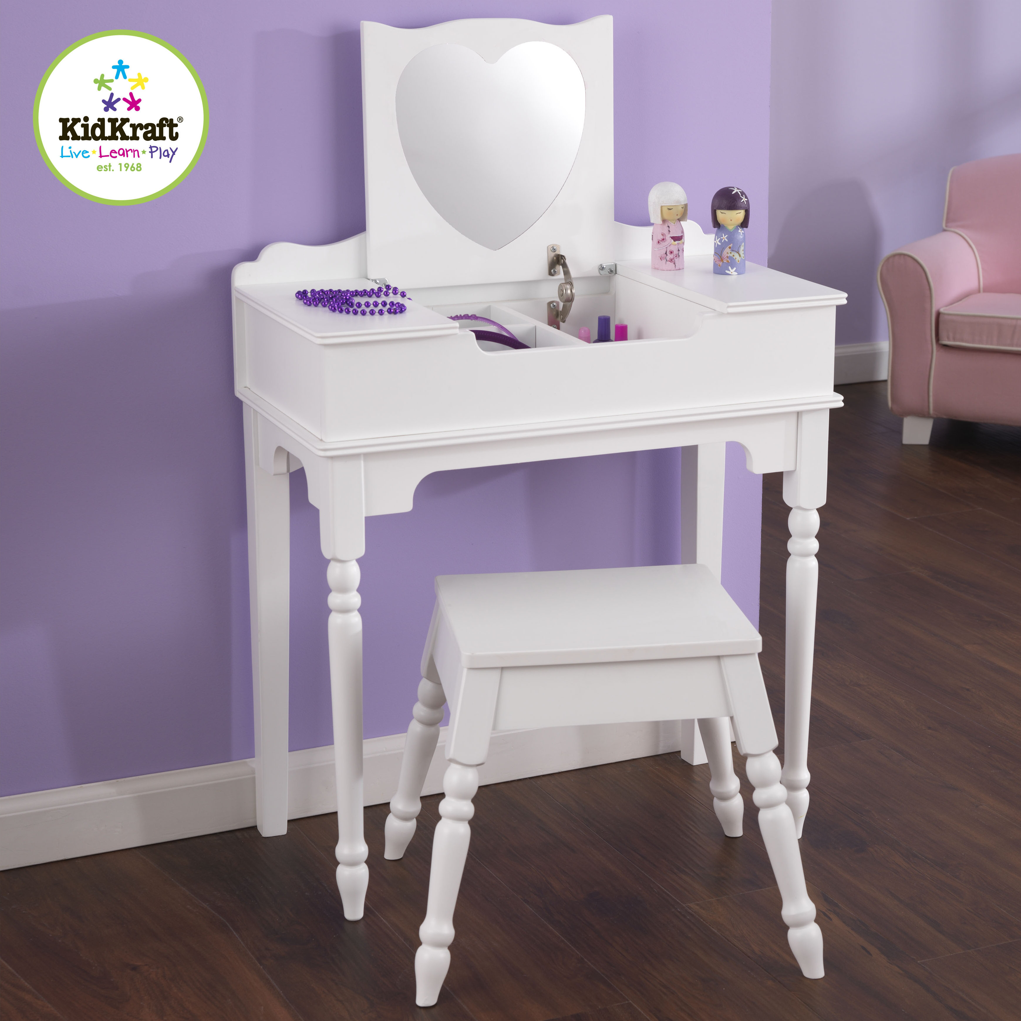 KidKraft Sweetheart 2 Piece Vanity Set with Mirror & Reviews Wayfair