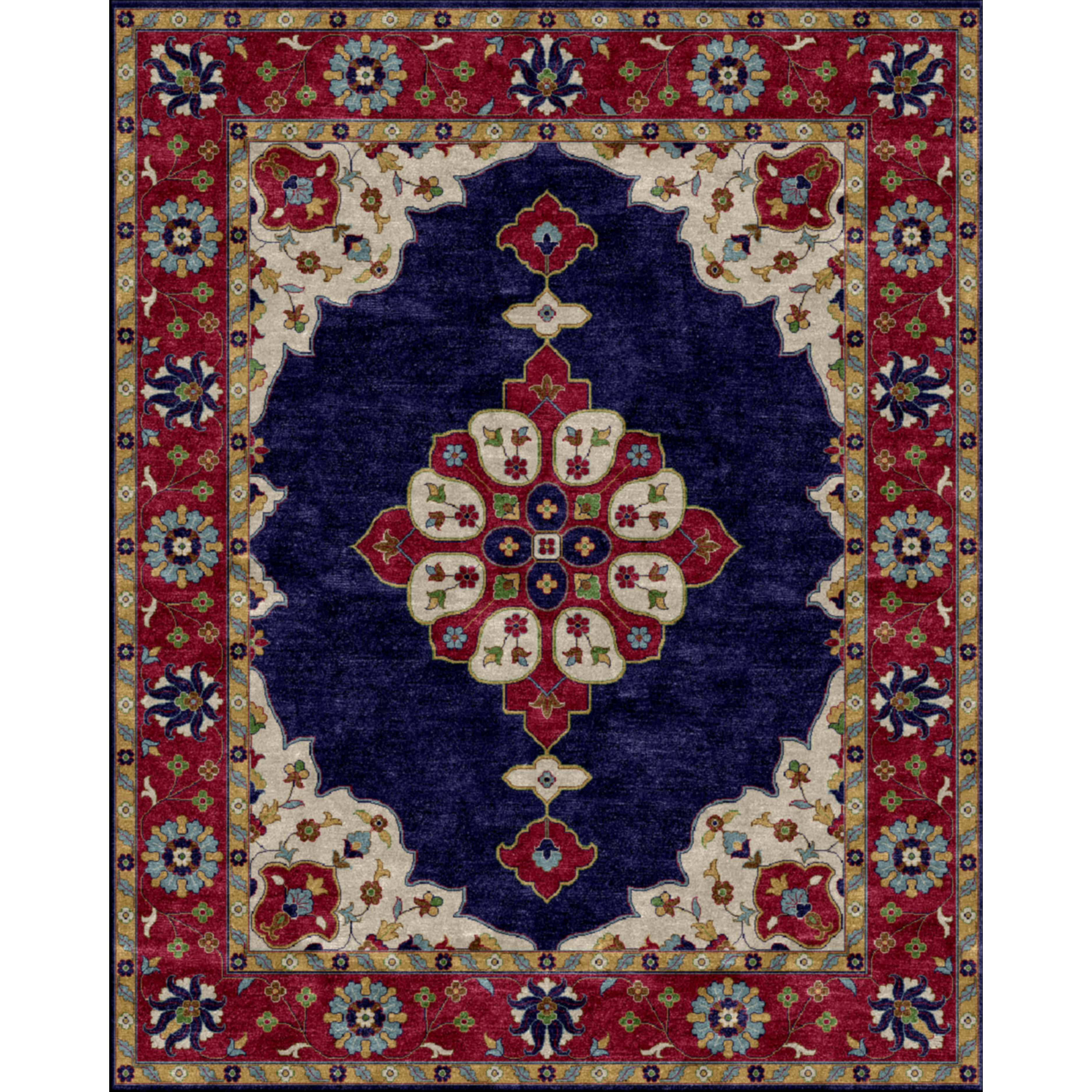 Mogul HandTufted Blue/Burgundy Area Rug Wayfair