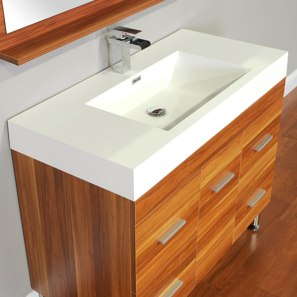 Alya Bath Ripley 39" Single Modern Bathroom Vanity Set with Mirror