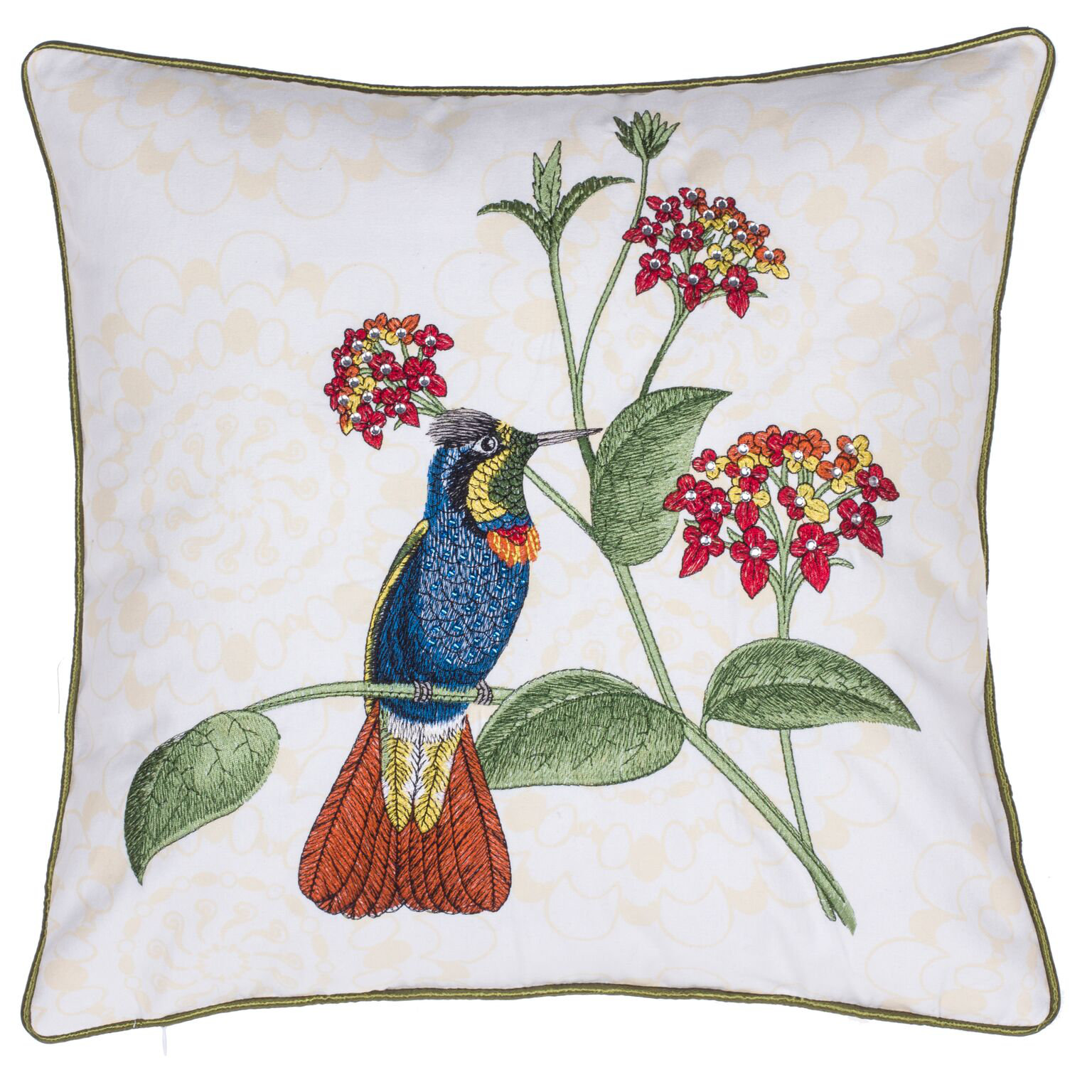 Embroidered Tiki Bird Cotton Throw Pillow Wayfair