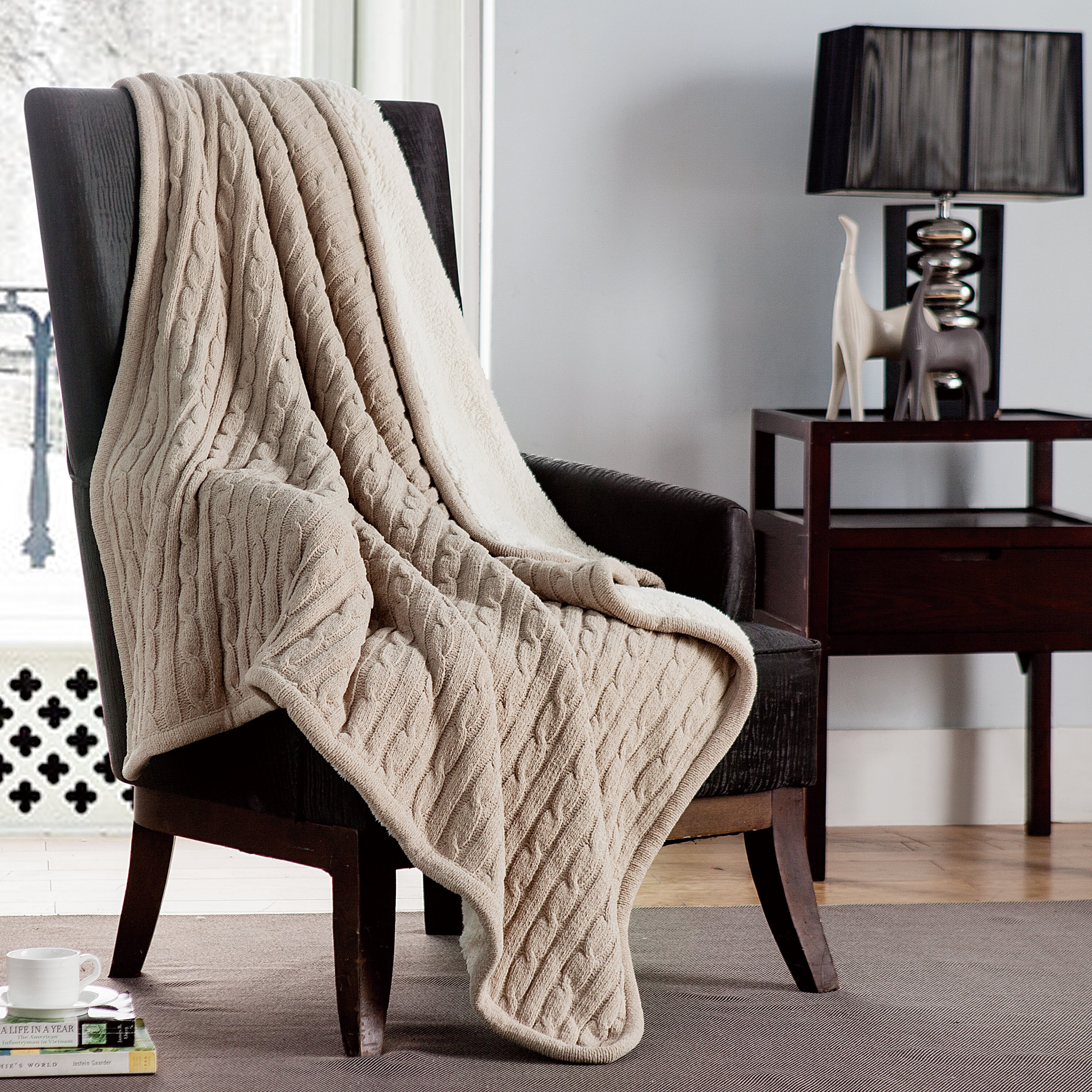 VCNY Denali Sweater Knit Sherpa Throw & Reviews | Wayfair