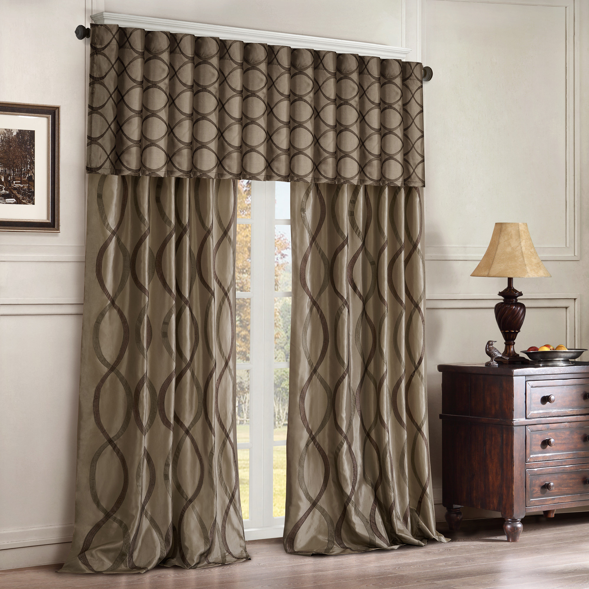 Madison Park Serendipity Embroidery Taffeta 50" Lightfiltering Curtain