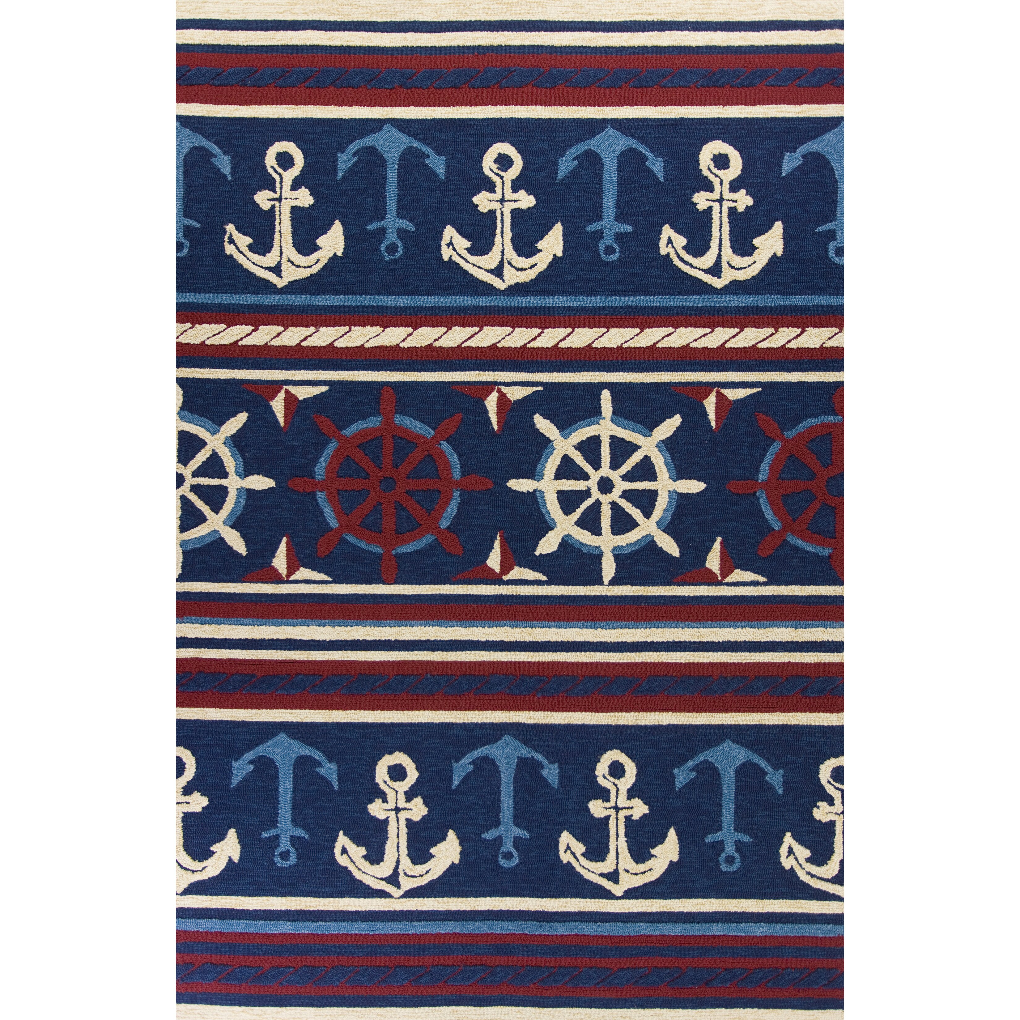 Meridian Hand Hooked Navy Area Rug by KAS Rugs