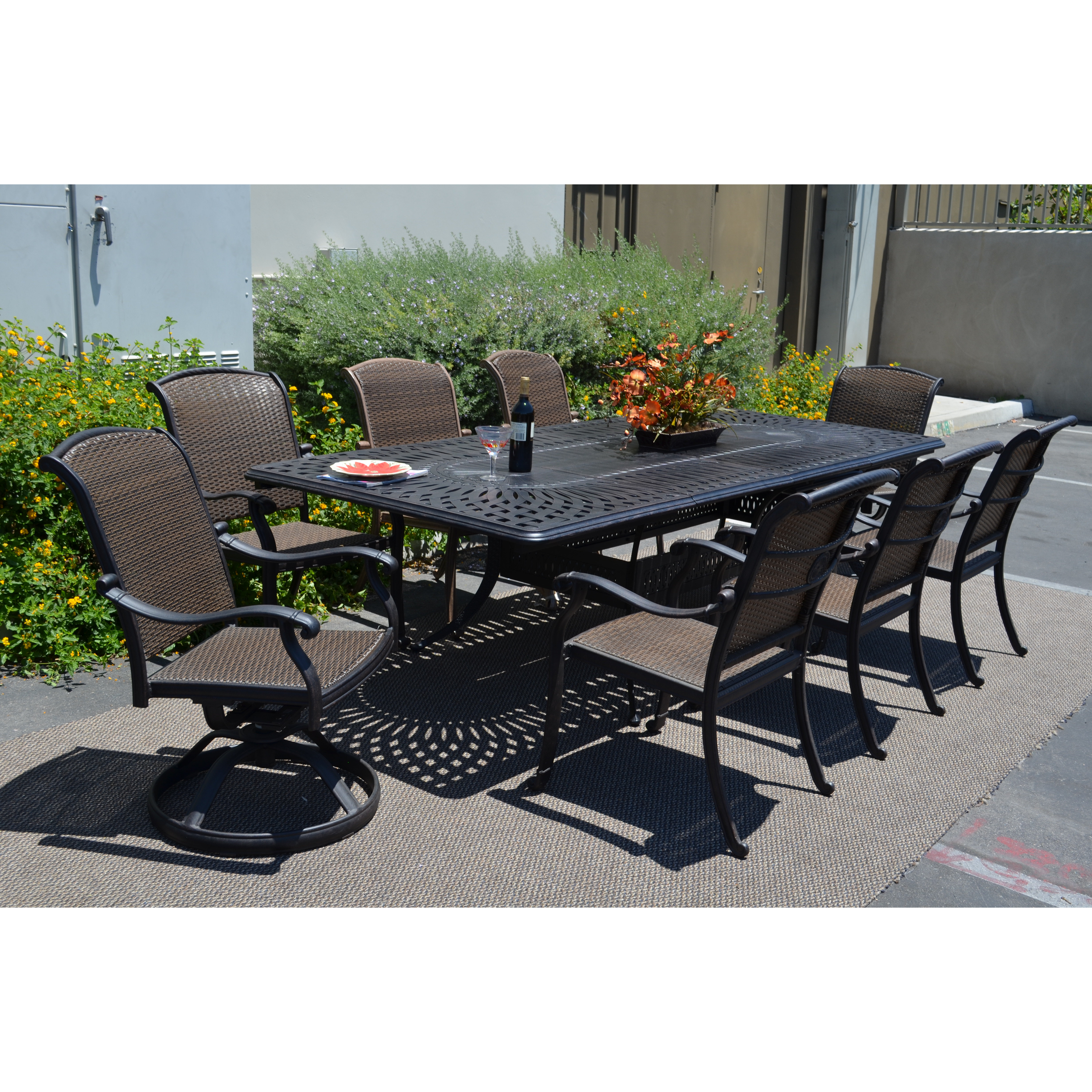 11 Piece Eucalyptus Wicker Extendable Rectangular Patio Dining Set Outdoor Patio Furniture Dining Sets K B Sku Kpat1118